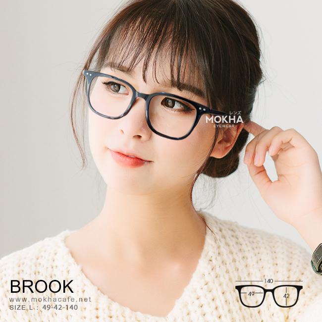 BROOK - black (ดำเงา) กรอบแว่นตาทรงเหลี่ยม TR90 กว้าง 140 มม.(sizeM) H42