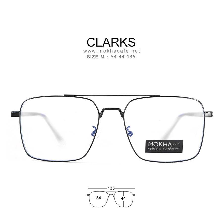 แว่นตา CLARKS -black กรอบแว่นทรงเหลี่ยม กรอบโลหะ Double Bridge กว้าง 135 มม.(sizeM) H44