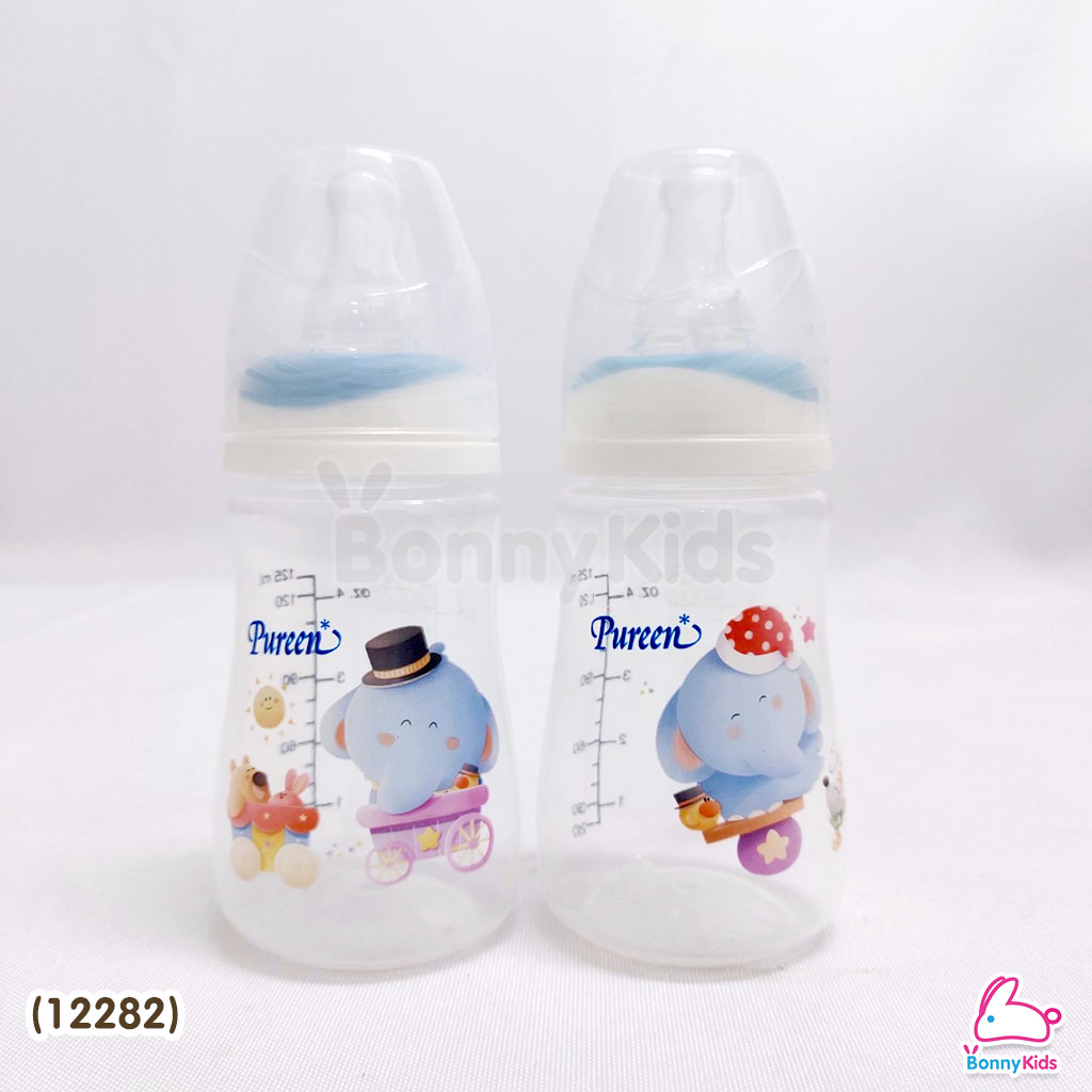 (12282) Pureen Standard Neck เพียวรีน ขวดนมทรงมาตรฐาน ขนาด 4oz. (แพ็ค 2 ขวด)