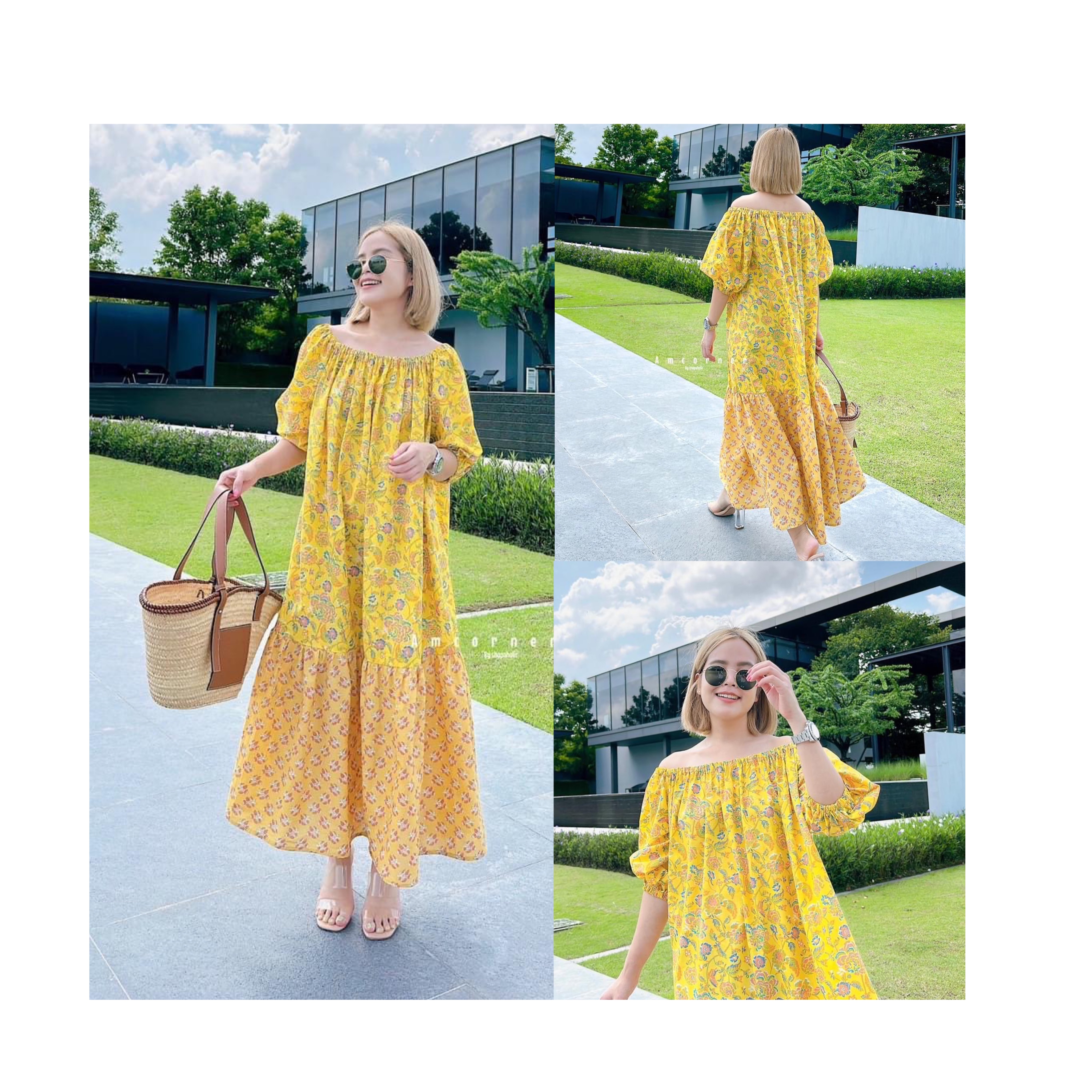 Maxi dress เดรส ผ้าcotton อินเดีย เนื้อนุ่ม เนื้อผ้าใส่สบาย สินค้าคุณภาพ (พร้อมส่ง)