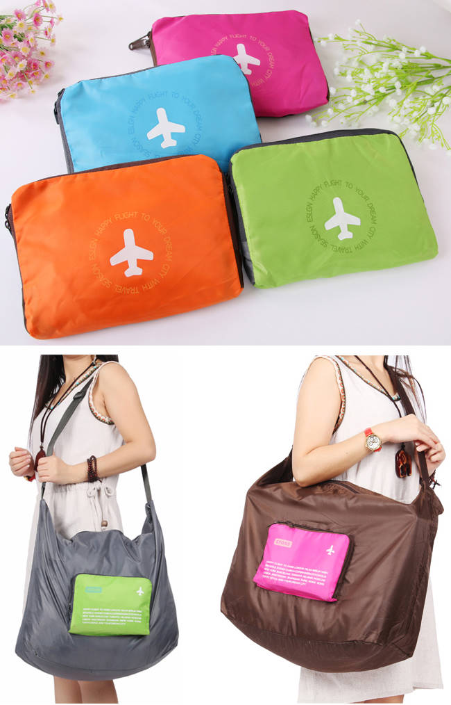 DINIWELL กระเป๋าเดินทางพับเก็บได้ สะพายพาดลำตัวได้ ปรับสายสะพายได้ เสียบที่จับของกระเป๋าเดินทางได้ ผลิตจากโพลีเอสเตอร์กันน้ำ มีซิปรูดตอนพับเก็บ