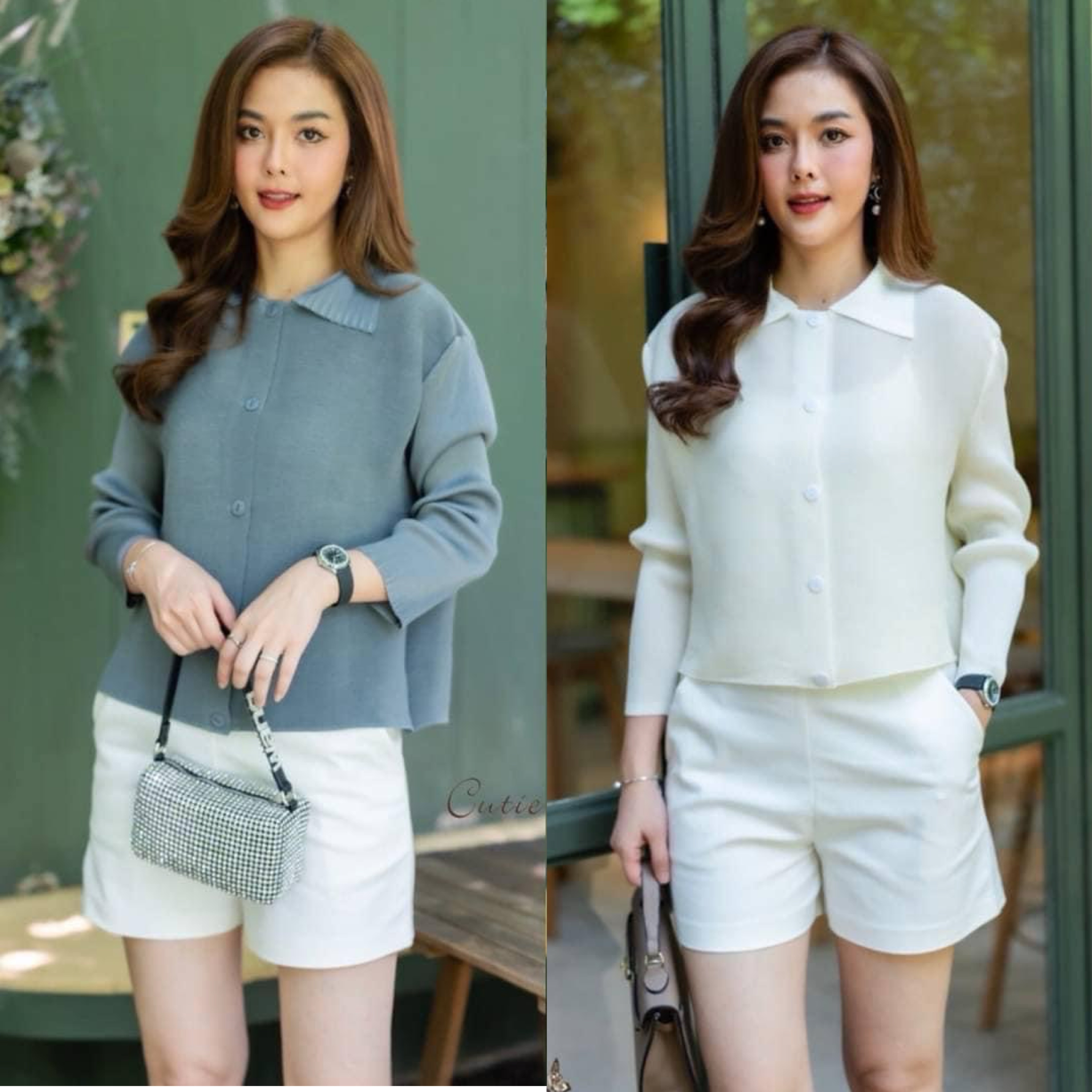 เสื้อผ้าอัดพลีท ดีไซน์การทำพลีทสวยๆ เสื้อสีพื้นคลาสสิค ผ้ายืดหยุ่นได้ทั้งตัว เสื้อคลุมเนื้อแน่นๆ ใส่สบาย : สินค้าคุณภาพ (พร้อมส่ง)