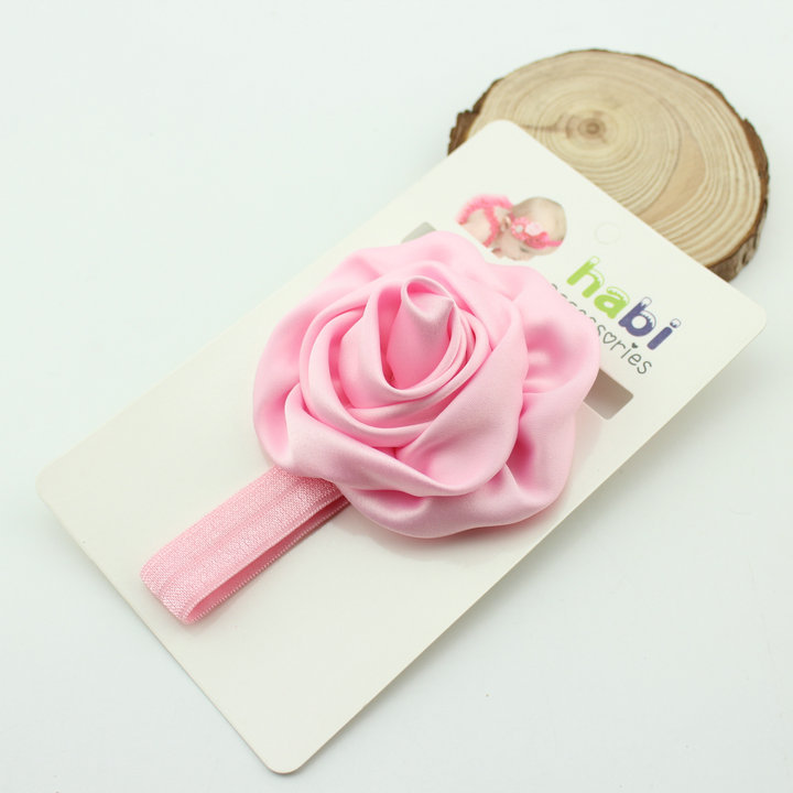 ผ้าคาดผมเด็กเล็ก โบว์ดอกกุหลาบซาติน