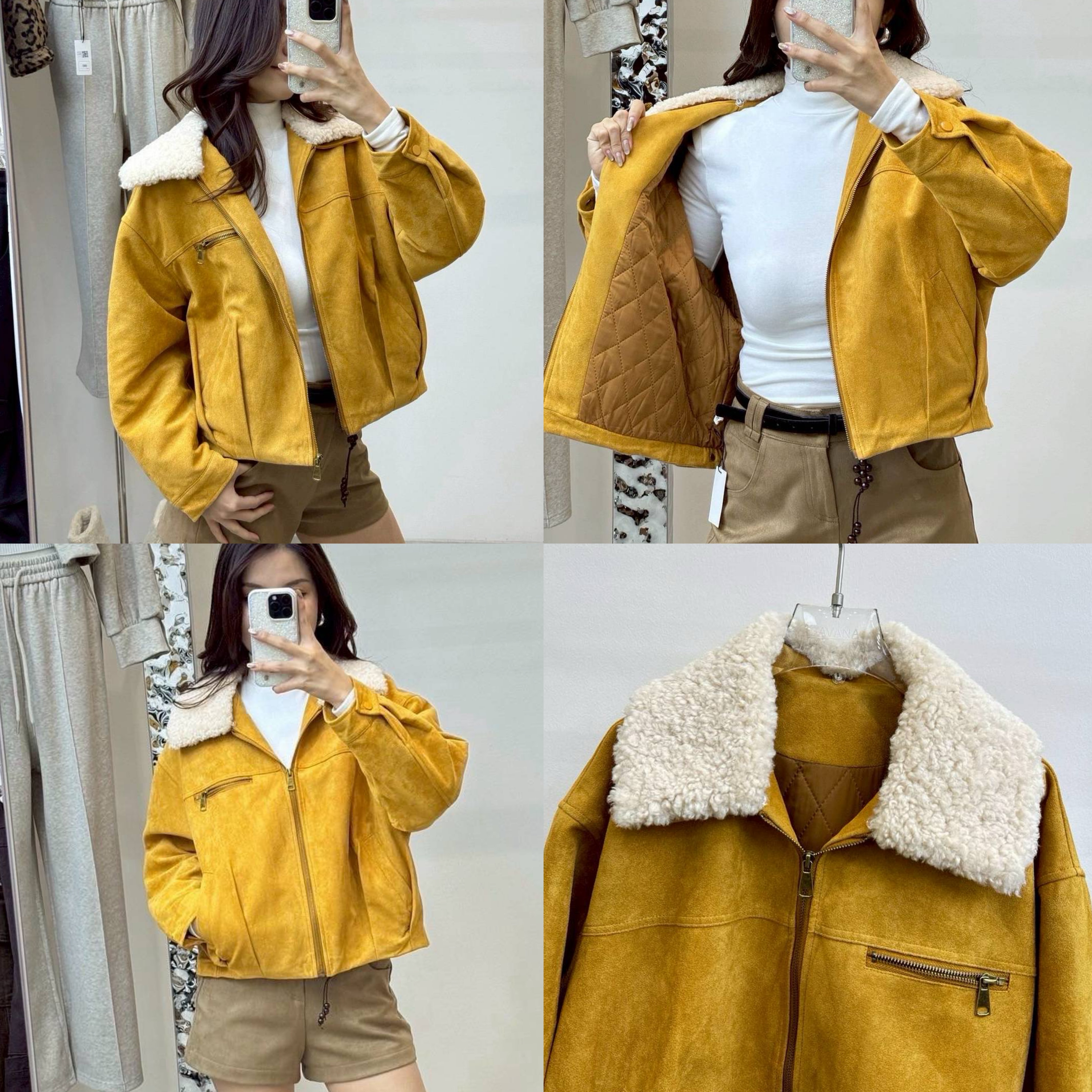 แจ็คเก็ตแขนยาวผ้าหนังกลับ ใส่สบาย : สินค้าคุณภาพ (พร้อมส่ง)