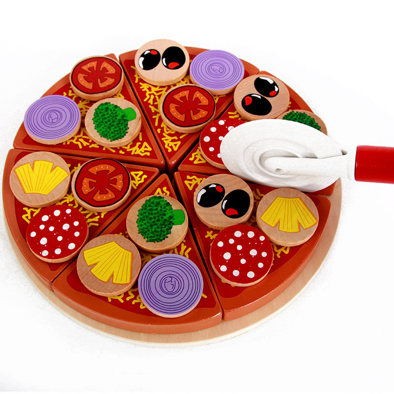 ของเล่นไม้ ตกแต่งหน้าพิซซ่า เล่นบทบาทสมมุติทำอาหาร Pizza Food Game
