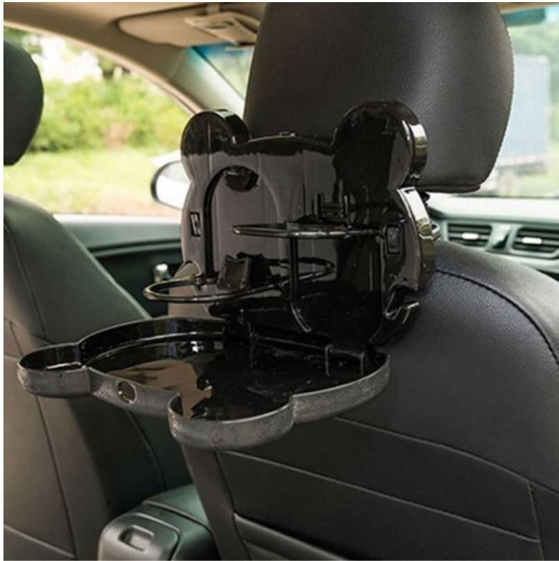 ถาดวางอาหารในรถ โต๊ะกินข้าวในรถยนต์ ถาดอาหารที่กินข้าวในรถ พับเก็บได้ ลายการ์ตูนน่ารัก วางแก้ว ขวดน้ำได้