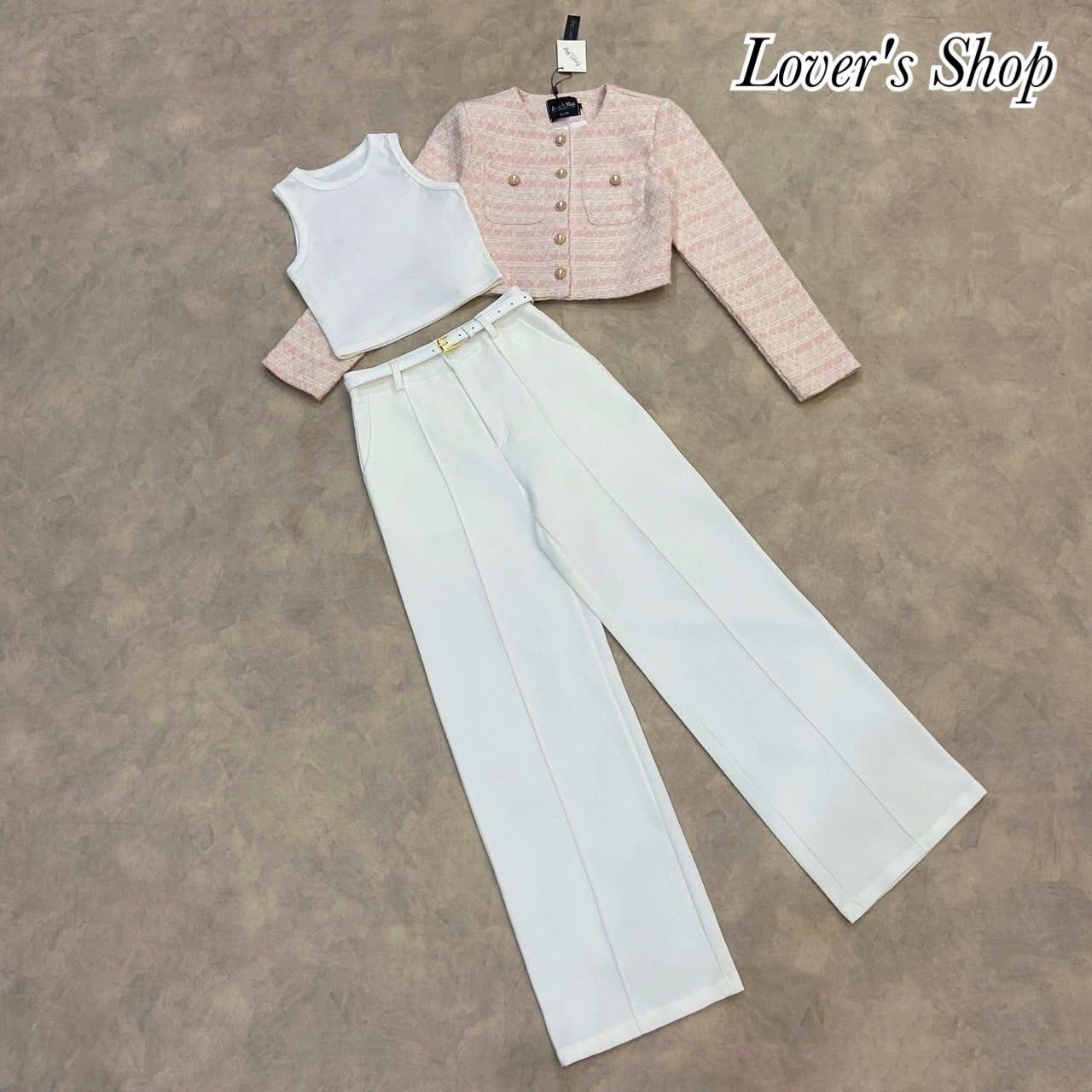 Set 4ชิ้น (เสื้อคลุม+เสื้อแขนกุด+กางเกง+เข็มขัด) ใส่สบาย : สินค้าคุณภาพ (พร้อมส่ง)