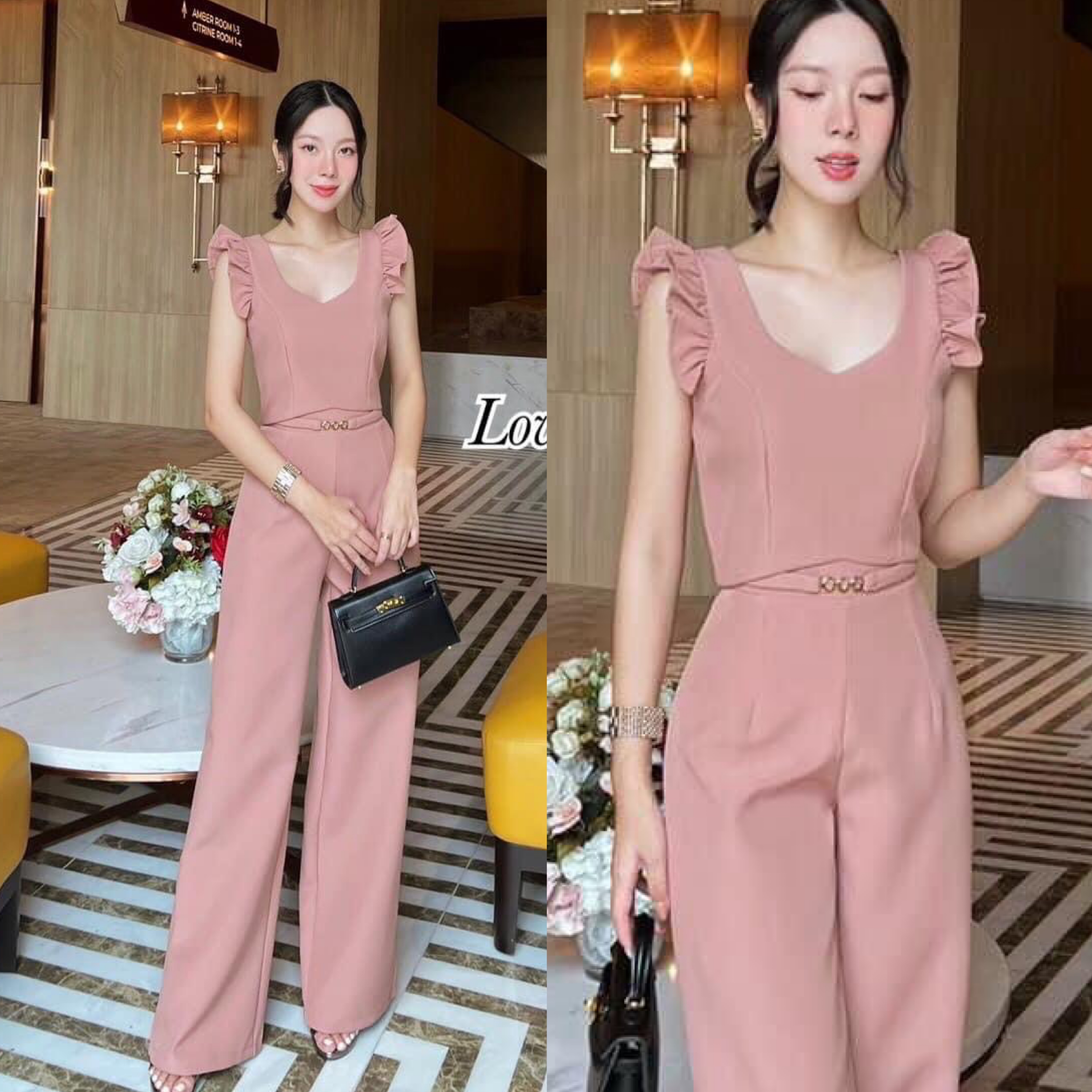 Set.2ชิ้น เสื้อคร็อปแขนระบายทรงสวย มาพร้อมกางเกงเอวสูงขายาว ช่วงเอวแต่งเข็มขัดในตัว เนื้อผ้าหนาอัดผ้ากาวอย่างดี สินค้าคุณภาพ (พร้อมส่ง)