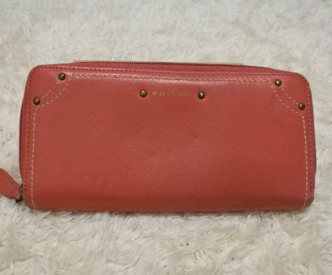 กระเป๋าสตางค์หนังแท้ ATSUKI ONISHI สีส้มโอโรส ช่องเยอะะะ