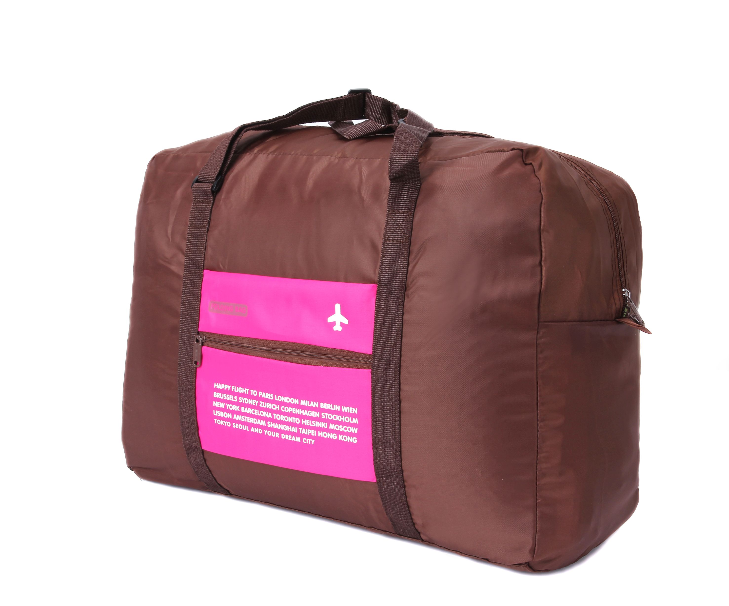 กระเป๋าเดินทางพับเก็บได้ เพื่อการเดินทาง ท่องเที่ยว ปรับสายสะพายได้ เสียบที่จับของกระเป๋าเดินทางได้ มีซิปรูดตอนพับเก็บ