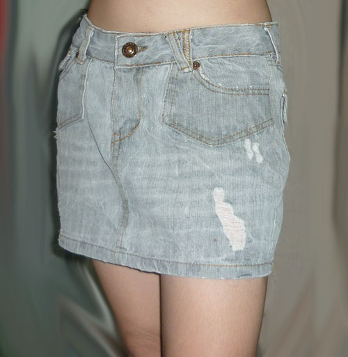 #2กระโปรงยีนส์ฟอกซีดสีหมอก สีแปลก 30-36-12