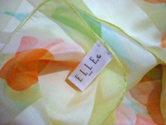 ผ้าพันคอผืนใหญ่ 100% silk ELLE สวยมาก