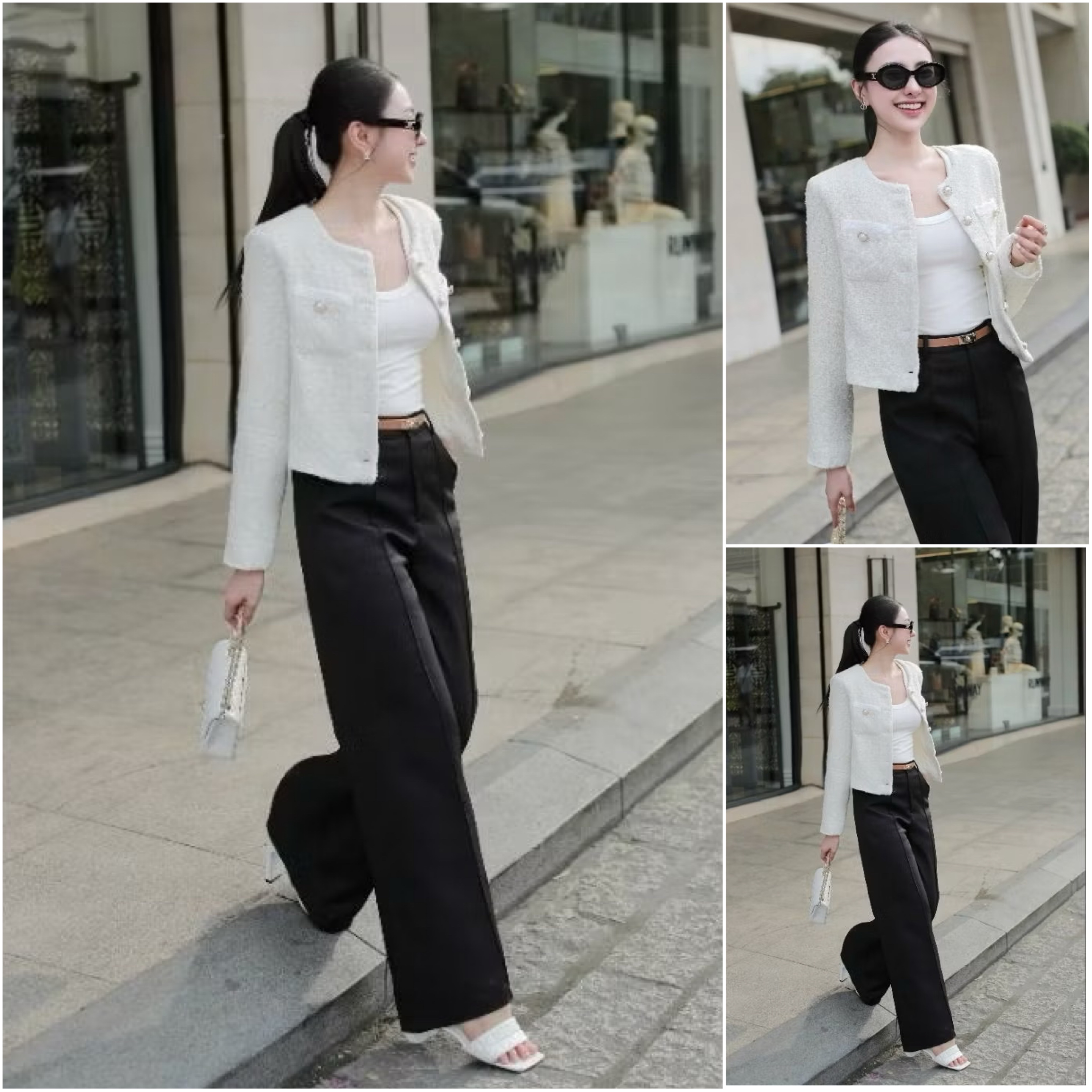 Set3ชิ้น เสื้อเบอร์เซอร์ผ้าทวิต+กางเกงขายาว+เข็มขัดหนัง ใส่สบาย : สินค้าคุณภาพ (พร้อมส่ง)