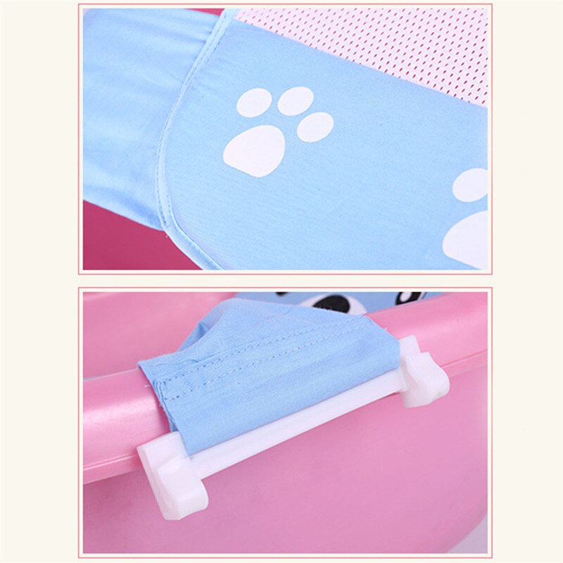 ตาข่ายอาบน้ำ ที่รองอาบน้ำ ที่อาบน้ำเด็ก เบาะพี่หมีมีแผ่นฟองน้ำรองศีรษะ สำหรับทารกแรกเกิด - 12 เดือน