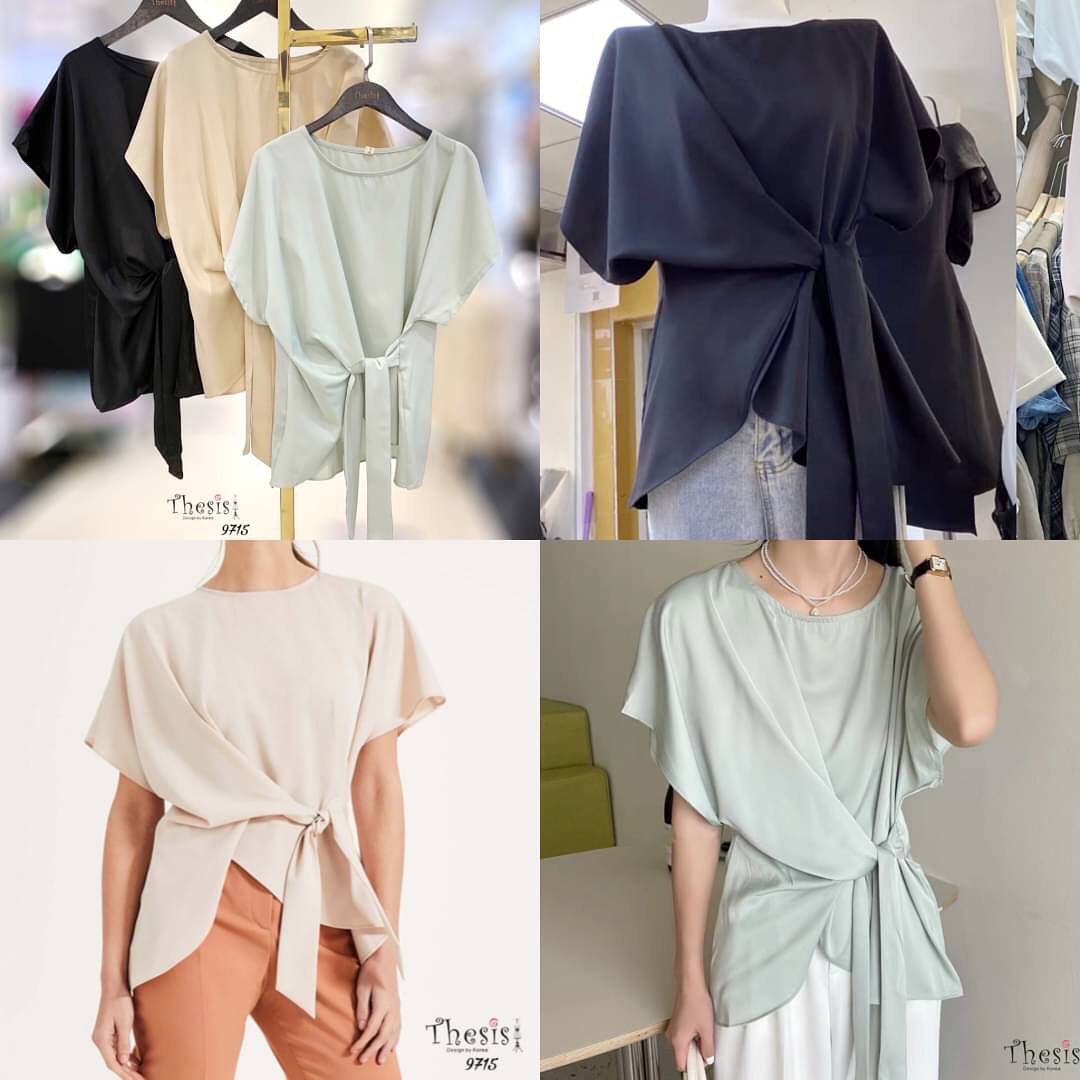 เสื้อแขนสั้นผ้ามันเนื้อหนาอย่างดี ดีเทลเอวต่อสายผ้าผูกเข้าเอวเก๋ๆ ผ้าดีสวย นิ่มพริ้วมาก แบบเรียบสวยดูดี minimal style สวยทุกสีค่ะ : สินค้าคุณภาพ (พร้อมส่ง)