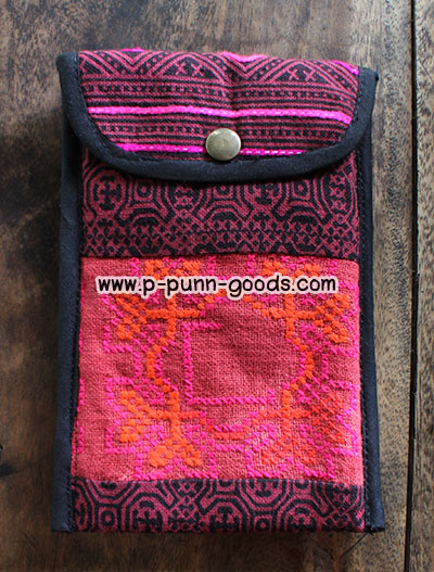 กระเป๋าใส่โทรศัพท์/ใส่พาสปอร์ต ผ้าชาวเขา (งานผ้าชาวเขา Upcycled)