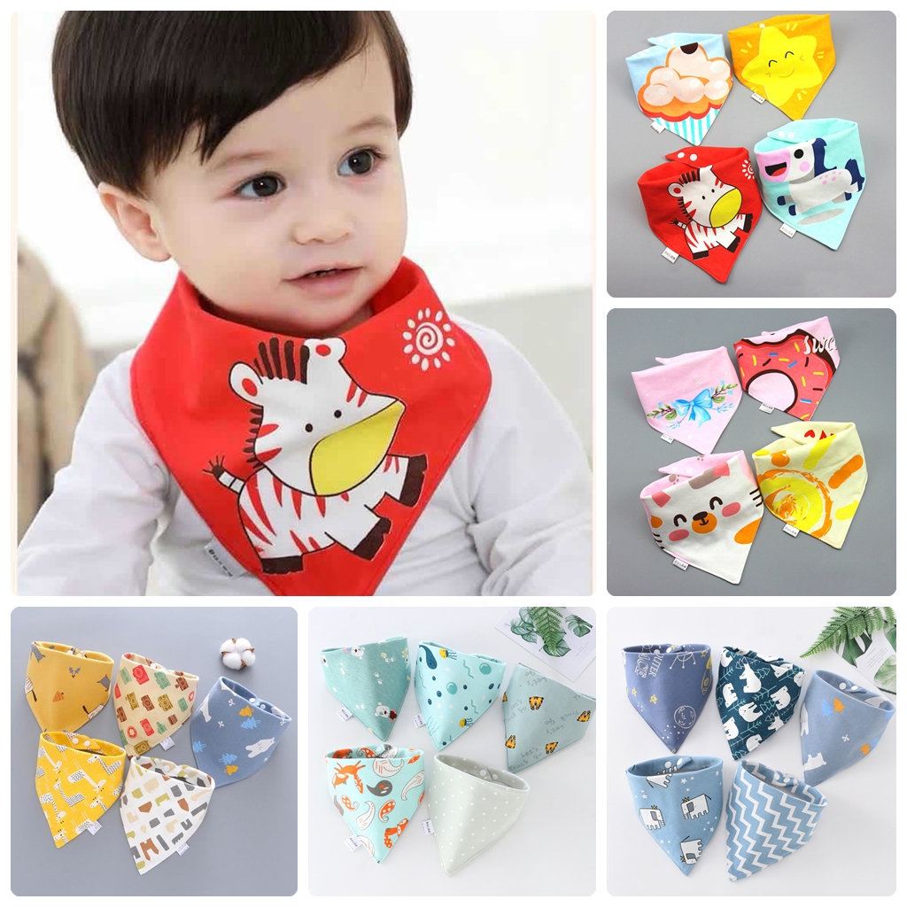 (ยกแพ็ค) ผ้ากันเปื้อนเด็กอ่อน ผ้าซับน้ำลายเด็ก สามเหลี่ยมสุด Cute หนา 3 Layer กันน้ำได้+ผ้าฝ้ายแท้