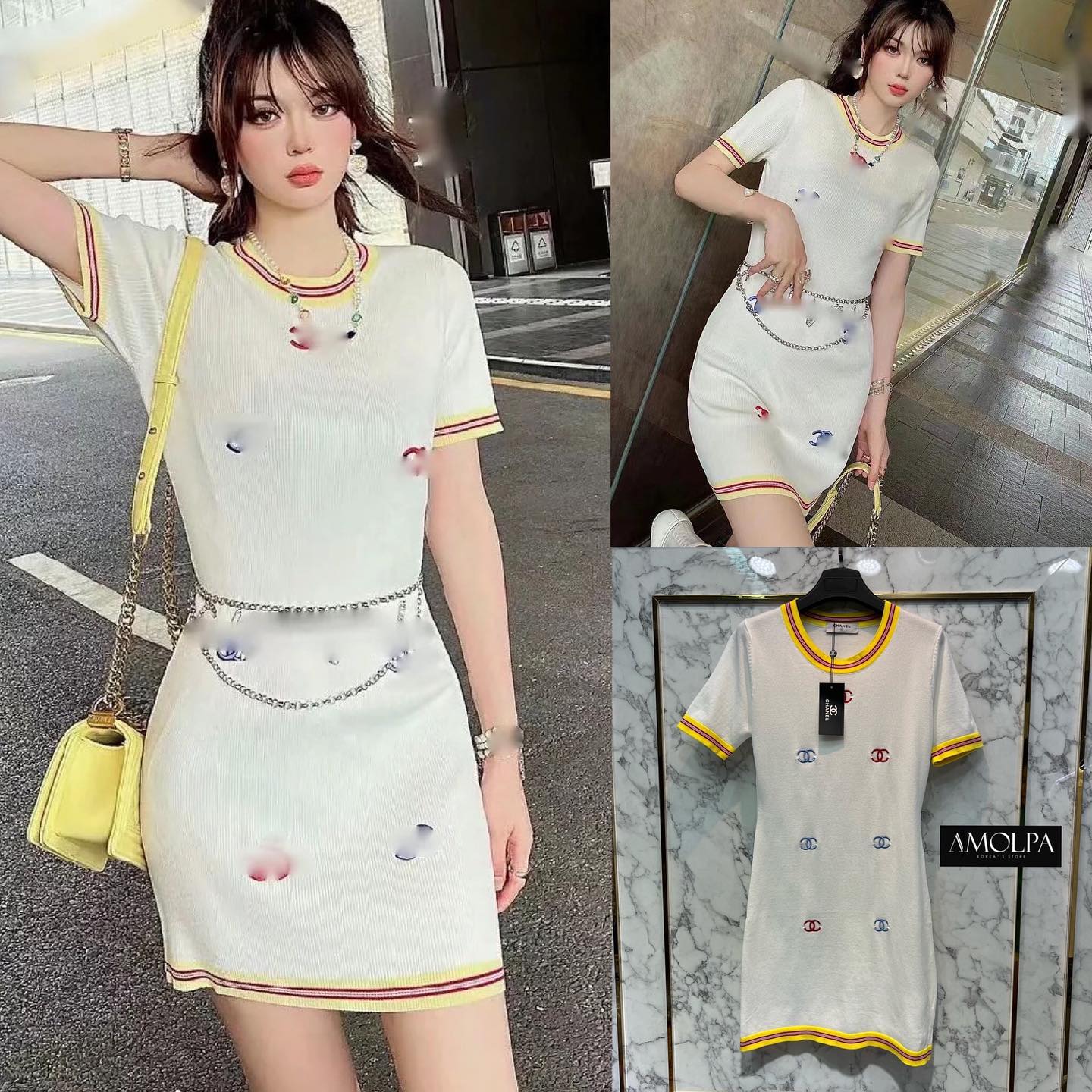 DRESS KNIT งานแบรนด์ Hiend งานปักLOGO ทั่วตัว งานผ้าทอ ไม่หนาไม่บาง งานสวยมากๆ ใส่ได้บ่อย ได้ใช้แน่นอนค่ะ ตัวเดียวจบแบบคูลๆ เป็น Item ที่ควรมี!! ป้าย TAG สินค้าคุณภาพ (พร้อมส่ง)