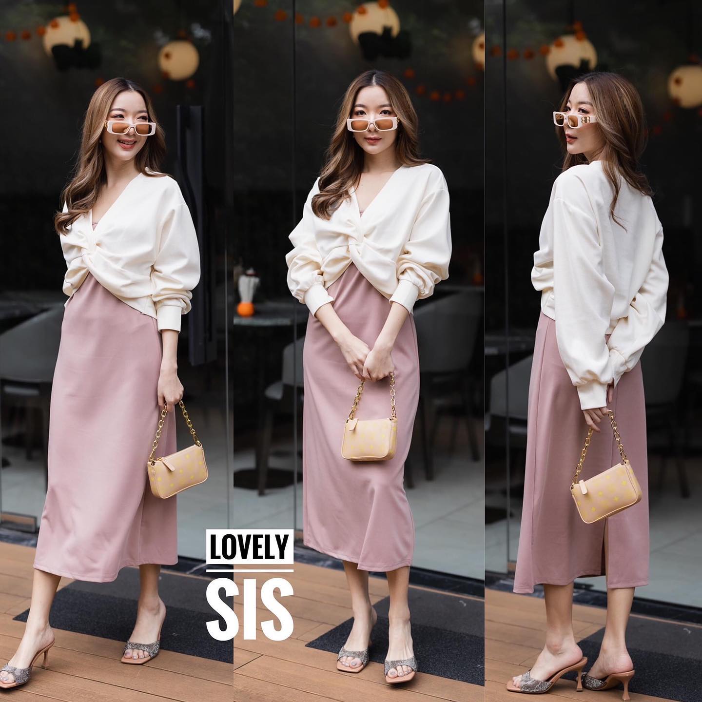 ชุด Set 2 pcs เสื้อตัวนอกแขนยาว เนื้อผ้ามี texture นูน แต่งบิดเกลียว ด้านหน้า ใส่คลุมทับเดรสสายเดี่ยว. สินค้าคุณภาพ (พร้อมส่ง)