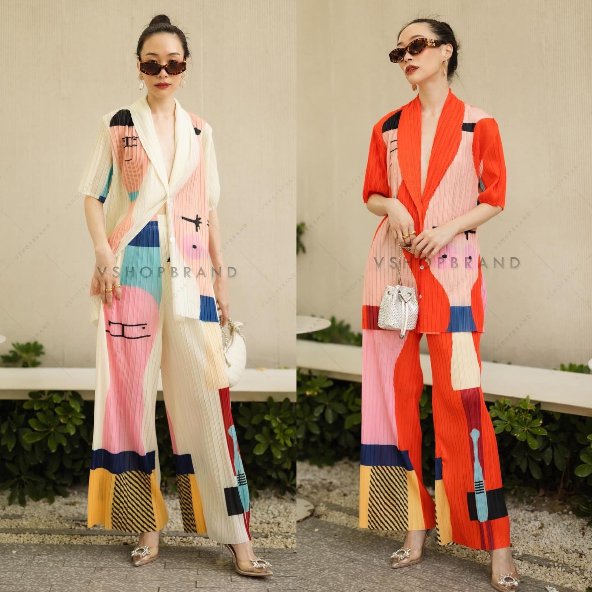 Set เสื้อเชิ้ตแขนสั้นผ้าอัดพลีทเด้ง พิมพ์ลายทั้งชุด แมทช์คู่กับกางเกงกางยาว เอวสม็อค ทรงเข้ารูปหน่อย ๆ ทรงสวยเป๊ะ มีซับ (ซับกางเกงช่วงบน) 👍🏻 สินค้าคุณภาพ (พร้อมส่ง)