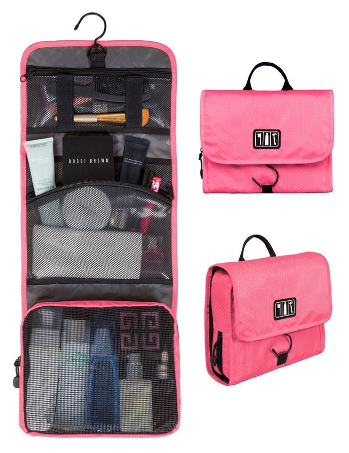 Bagsmart กระเป๋าใส่อุปกรณ์อาบน้ำ คุณภาพสูง ใส่อุปกรณ์อาบน้ำ แขวนได้ สำหรับเดินทาง ท่องเที่ยว (Pink)