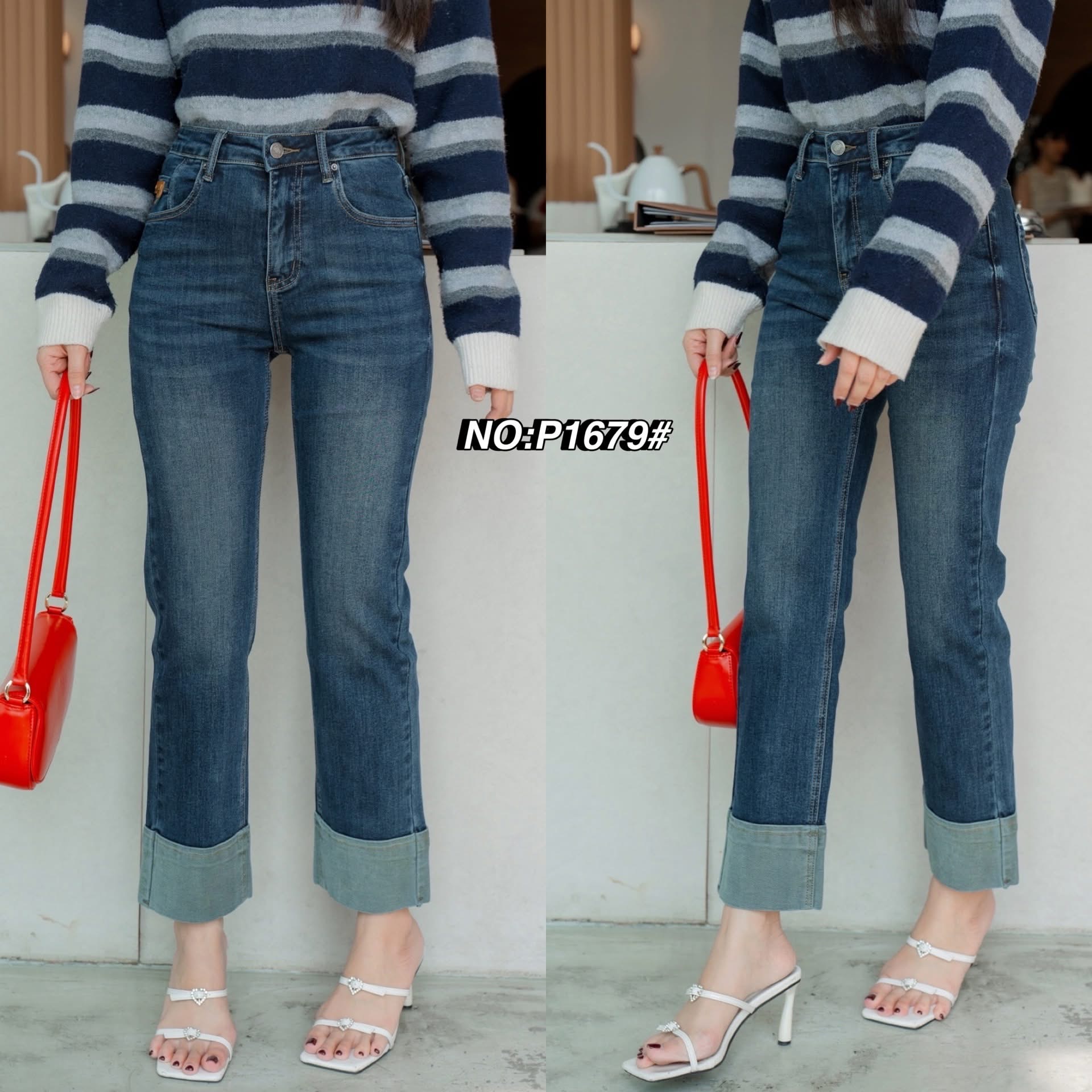 กางเกงยีนส์ทรงกระบอกเล็ก ปลายขาตัดต่อผ้า two tone style !!! ใส่น่ารักมากๆค่า สวยฮิตสุดๆ ฟอกสีสวยมาก เก็บทรงเป๊ะ ดูมีเชฟสุดๆ ใส่สบาย : สินค้าคุณภาพ (พร้อมส่ง)