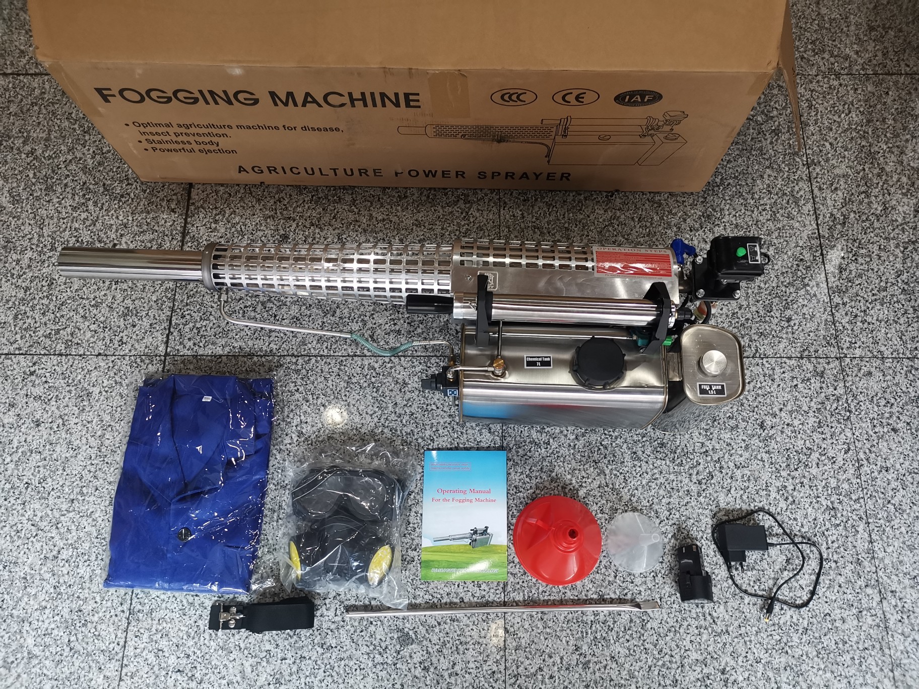 เครื่องพ่นควัน กำจัดยุง รุ่นพรีเมียม ผลิตจากสแตนเลส 316 อย่างดี แบตเตอรี่แบบ snap พร้อมอุปกรณ์ครบชุด เครื่องพ่นยุง แมลง