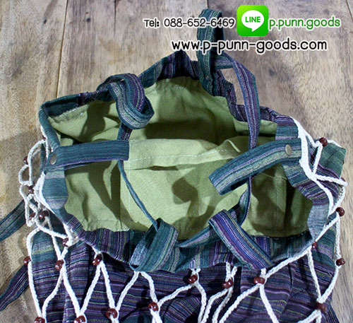 กระเป๋าเป้ผ้าฝ้าย เมคราเม่เชือกคอตต้อน