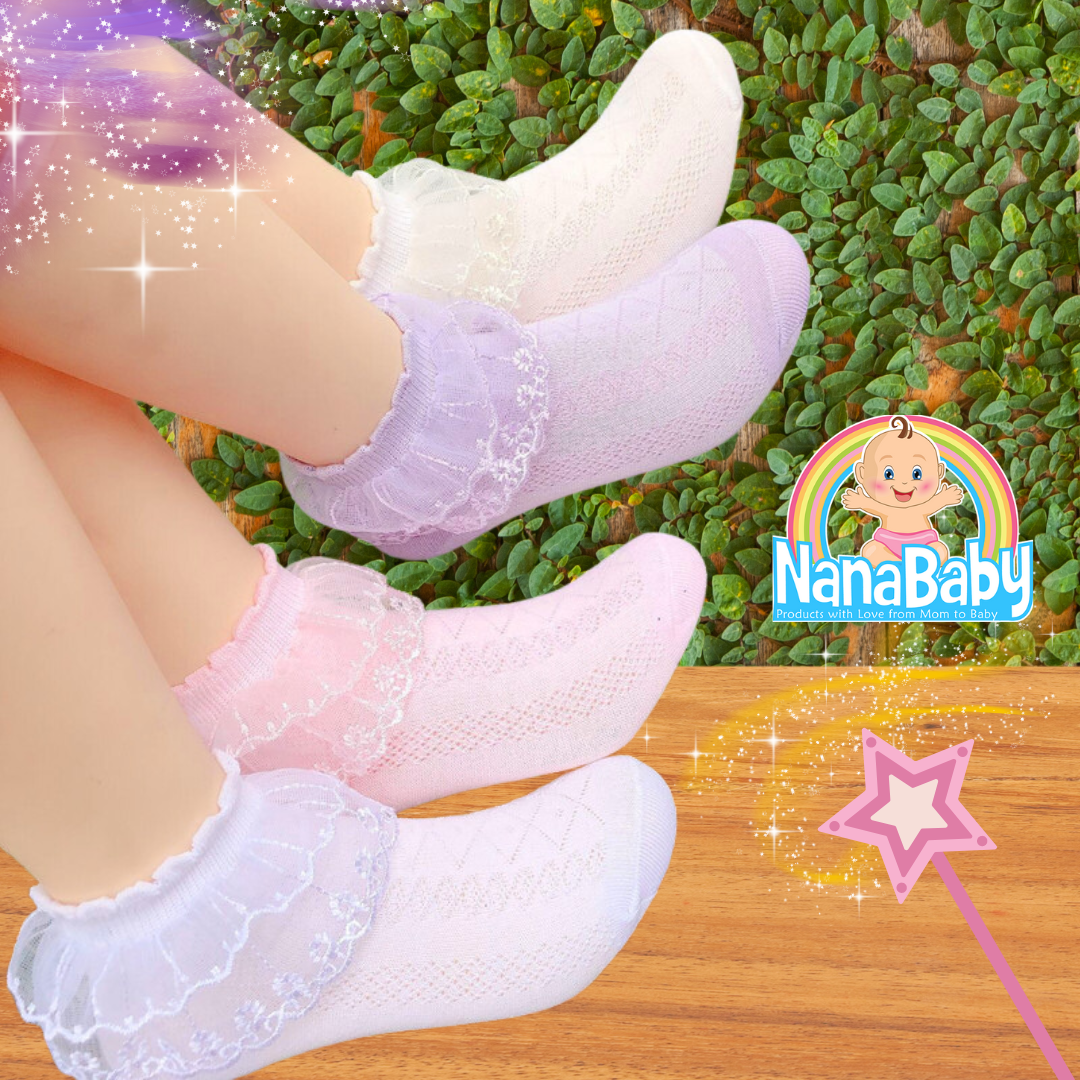 NanaBaby ถุงเท้าลูกไม้เด็กผู้หญิง Premiem Socks for Kids Girls ถุงเท้าเจ้าหญิง 1-18 ขวบ