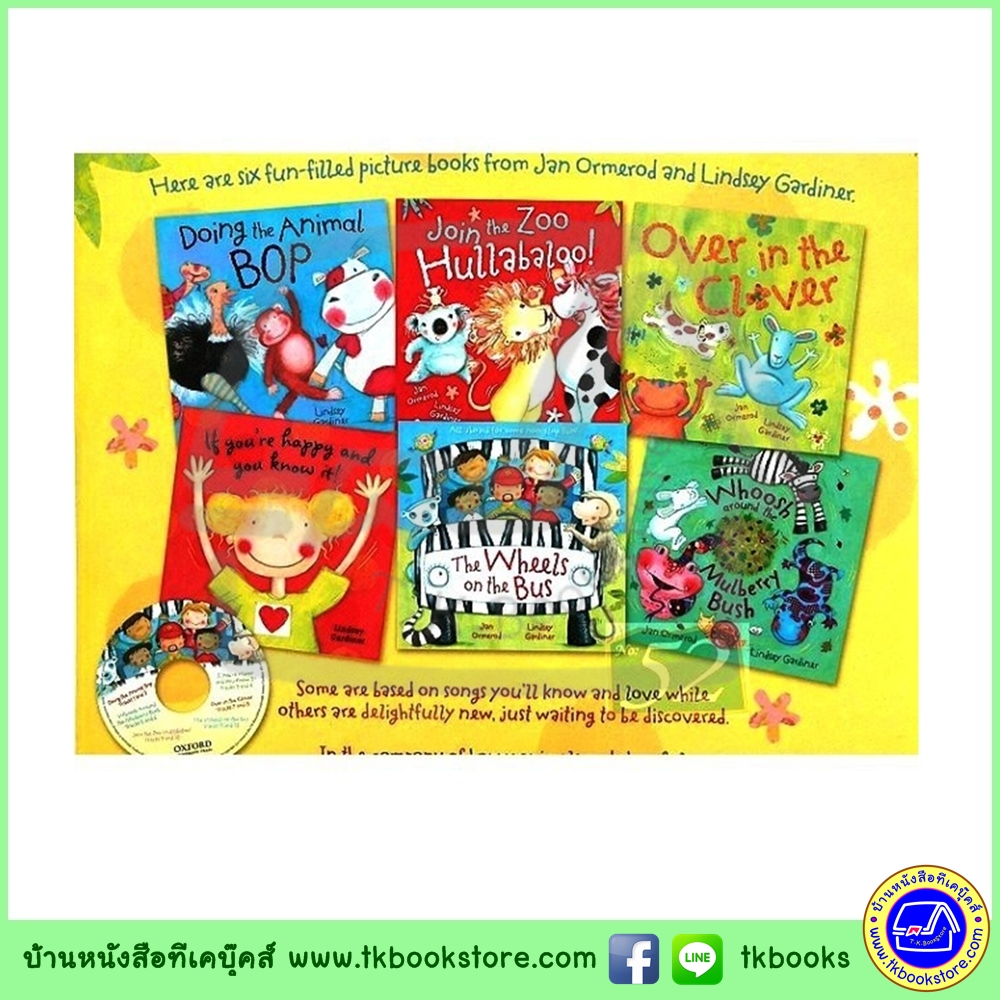 Oxford OUP : Jan Ormerod & Lindsey Gardiner : Animal Bop Collection - 6 Books + CD : Sing a long Read a long : Hullabaloo, Mulberry Bush, Wheels on the Bus เซตหนังสือ 6 เล่ม พร้อมซีดี