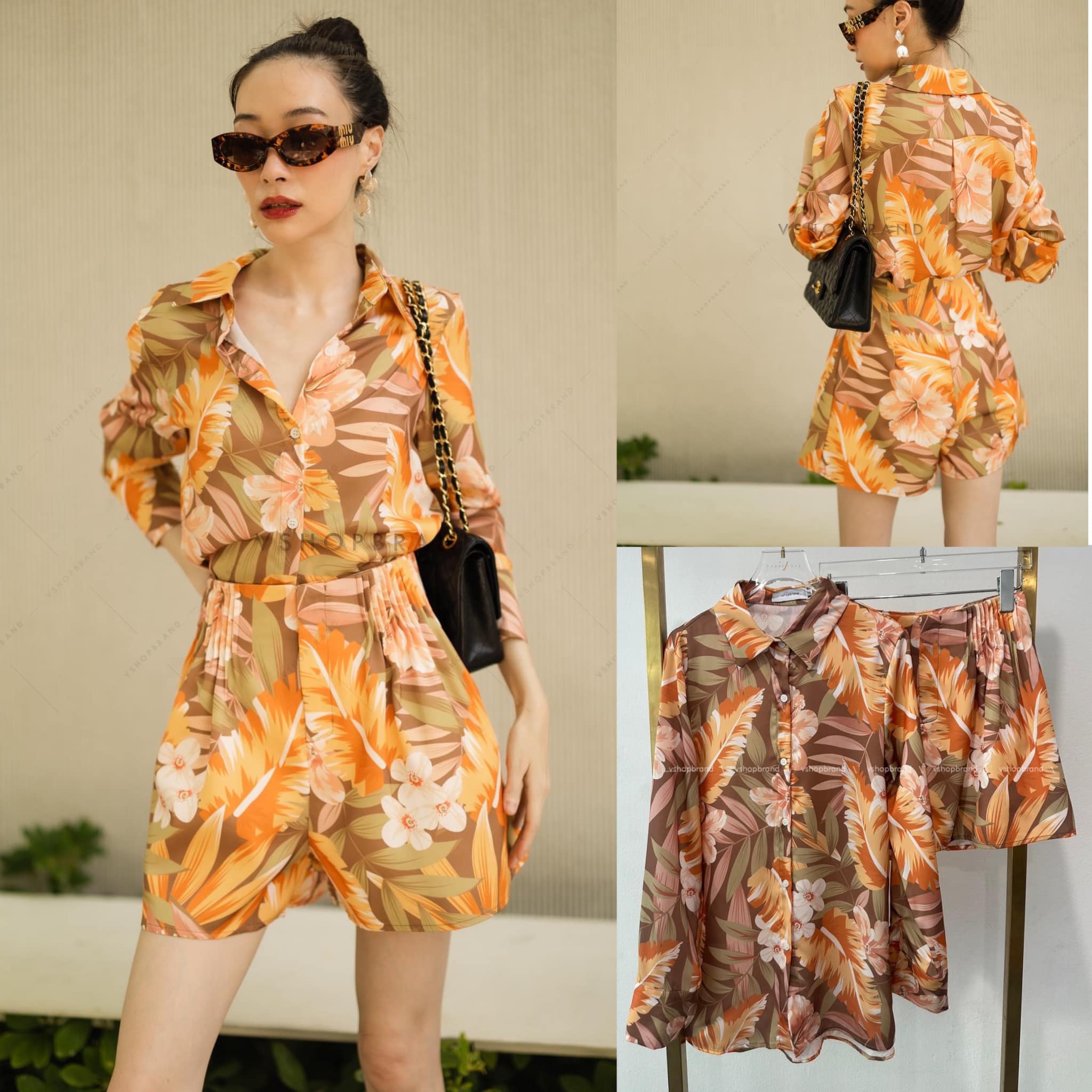 SET เชิ้ตลายforest+ขาสั้น สินค้าคุณภาพ (พร้อมส่ง)