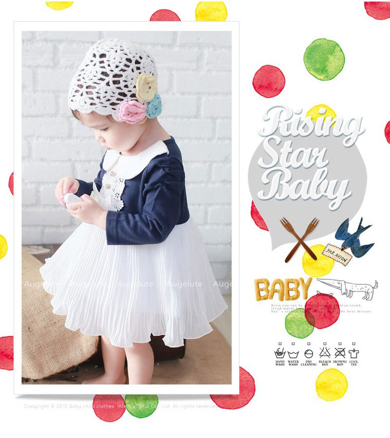ชุดเดรสเด็กหญิง 1-2 ขวบ Augelute แบรนด์แท้ ผ้าดีมาก คอบัวแขนยาวตุ๊กตา สวยหรู