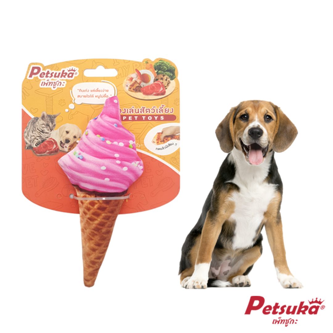 ตุ๊กตาไอศกรีมนุ่มนิ่ม Petsuka ของเล่นสัตว์เลี้ยง มีเสียง