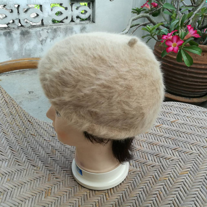 หมวกเบเร่ต์ขนกระต่ายแท้ นุ่มมากกก สีกาแฟน่ากิน