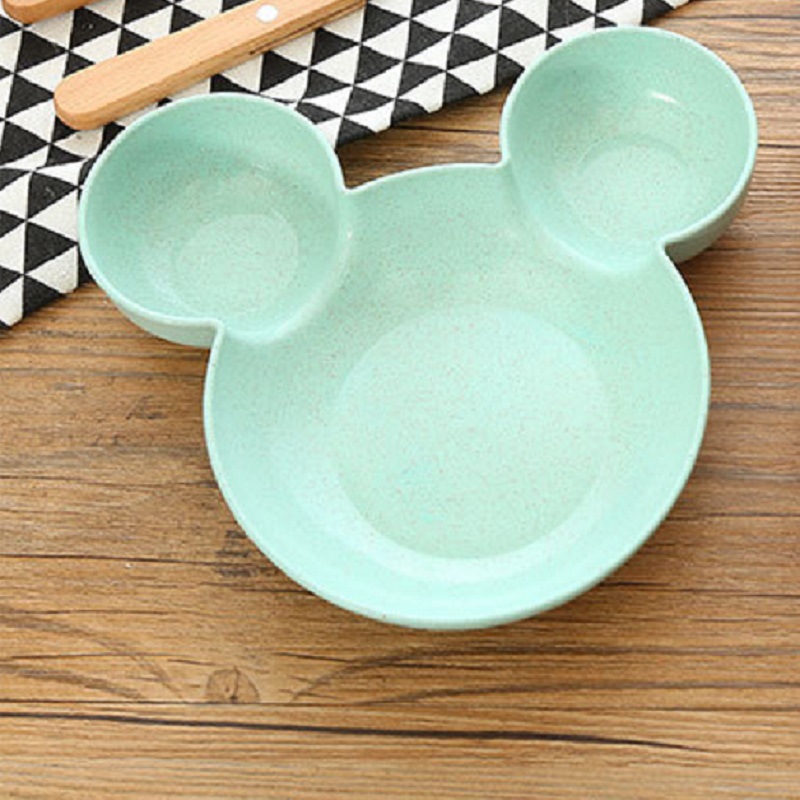 จานหลุมเด็ก 3 ช่อง รูปมิกกี้ จากฟางข้าวสาลี BPA-Free ปลอดสารพิษ