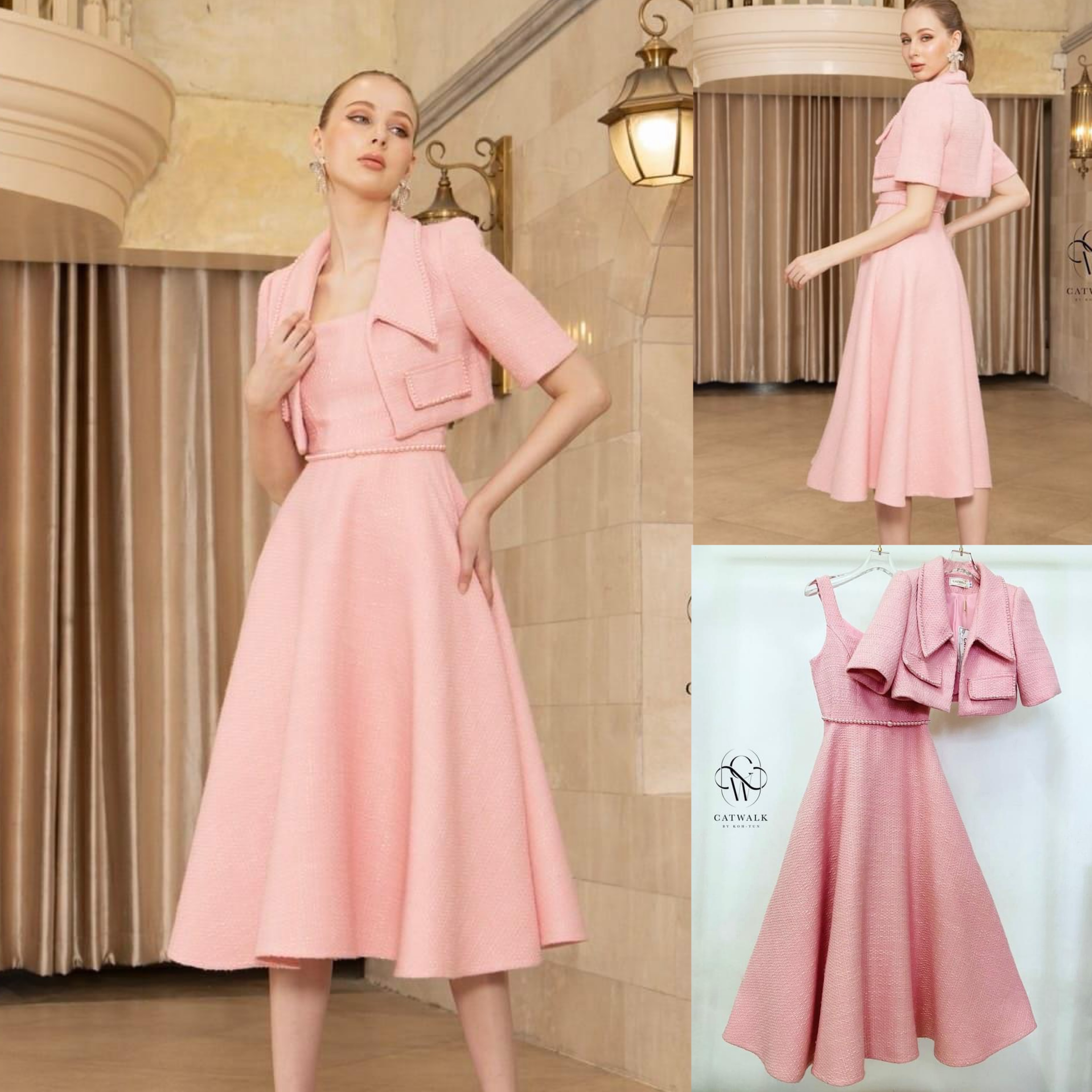 เซตเดรสยาวกระโปรงย้วย+เสื้อคลุมแต่งมุก +เข็มขัดมุก เซตนี้คุ้มมาก เนื้อผ้าทวิตเกรดเอ ใส่สบาย สินค้าคุณภาพ (พร้อมส่ง)