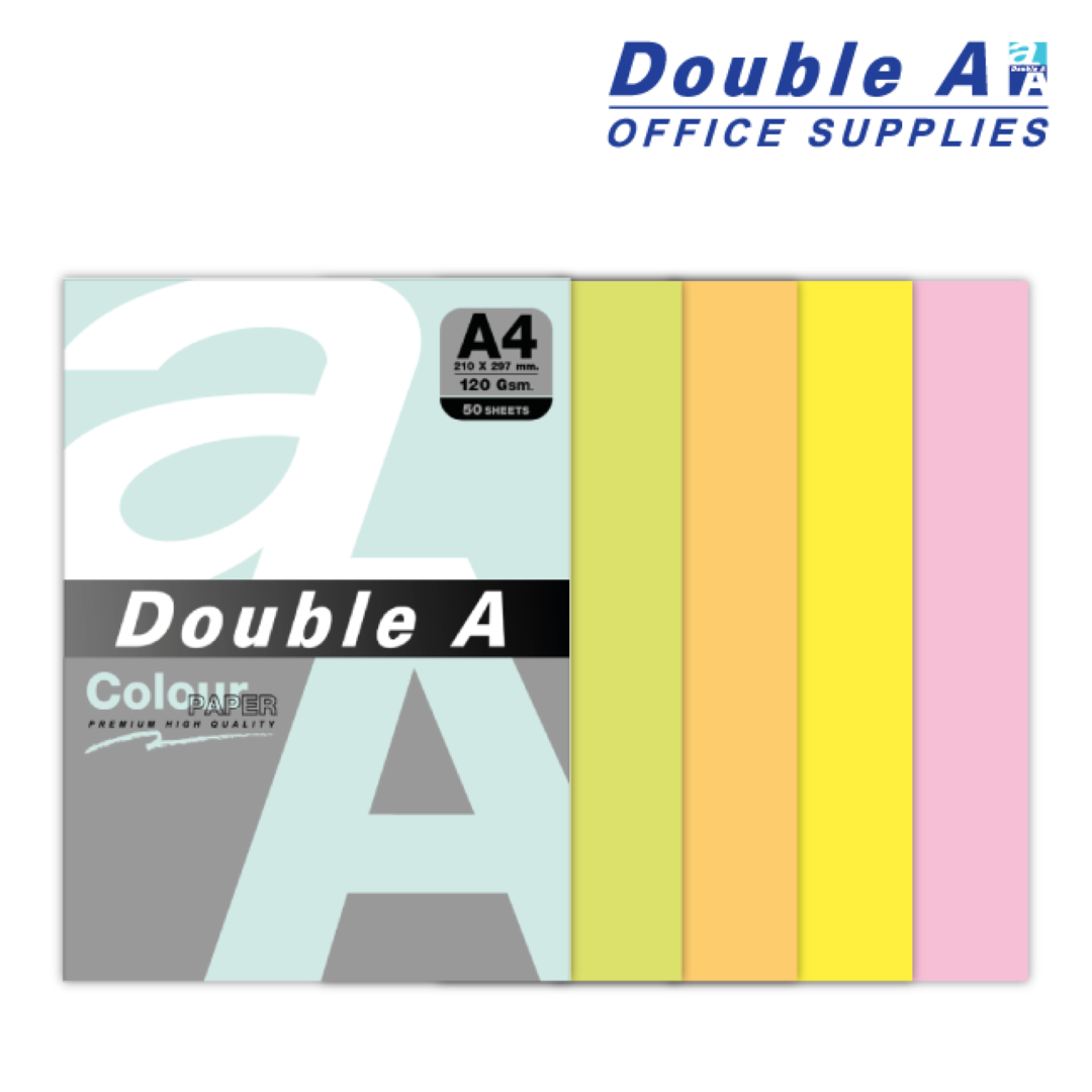 กระดาษสี / การ์ดสี A4 120 แกรม แพ็ค 50 แผ่น คละ 5 สี