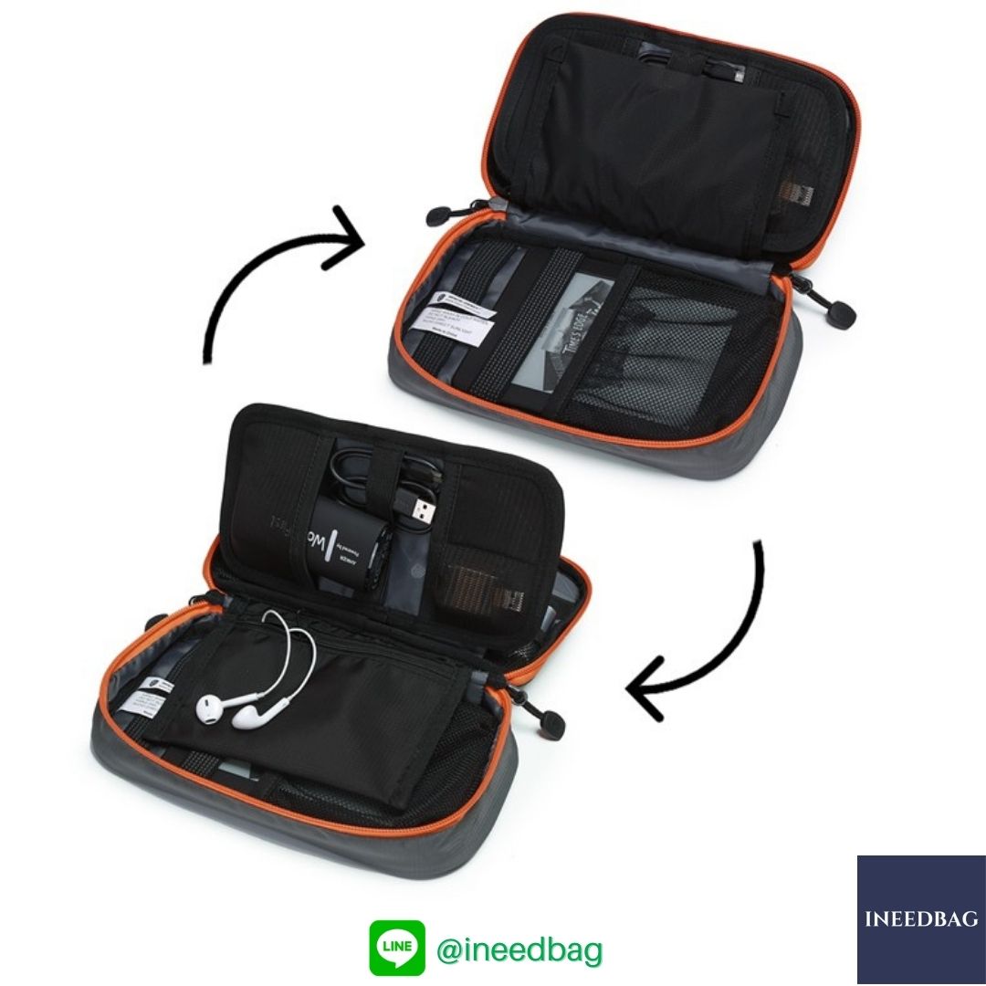 ฺBagsmart กระเป๋าจัดระเบียบอิเล็กทรอนิกส์ กระเป๋าใส่สายชาร์จ กระเป๋าใส่ฮาร์ดดิสก์ กระเป๋าใส่อุปกรณ์ไอที มีสองชั้น ช่องเยอะพิเศษ มีหูหิ้วพกพาสะดวก (เทา-ส้ม)