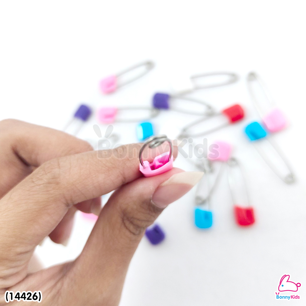 (14426) เข็มกลัดผ้าอ้อมซ่อนปลาย รุ่นกล่อง 20 ชิ้น คละสี