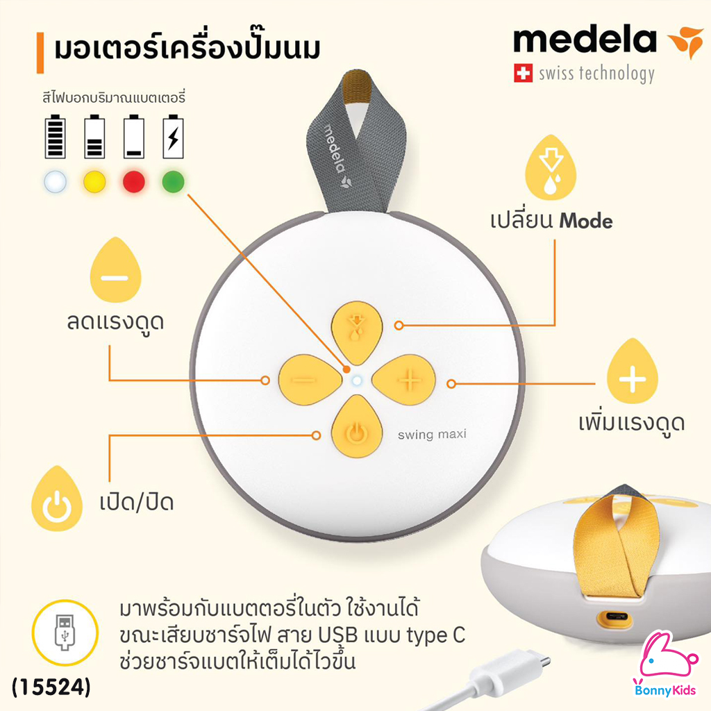 (15524) Medela (เมเดล่า) Medela Breast Pump เครื่องปั๊มนมไฟฟ้า แบบปั๊มคู่ รุ่น New Swing Maxi