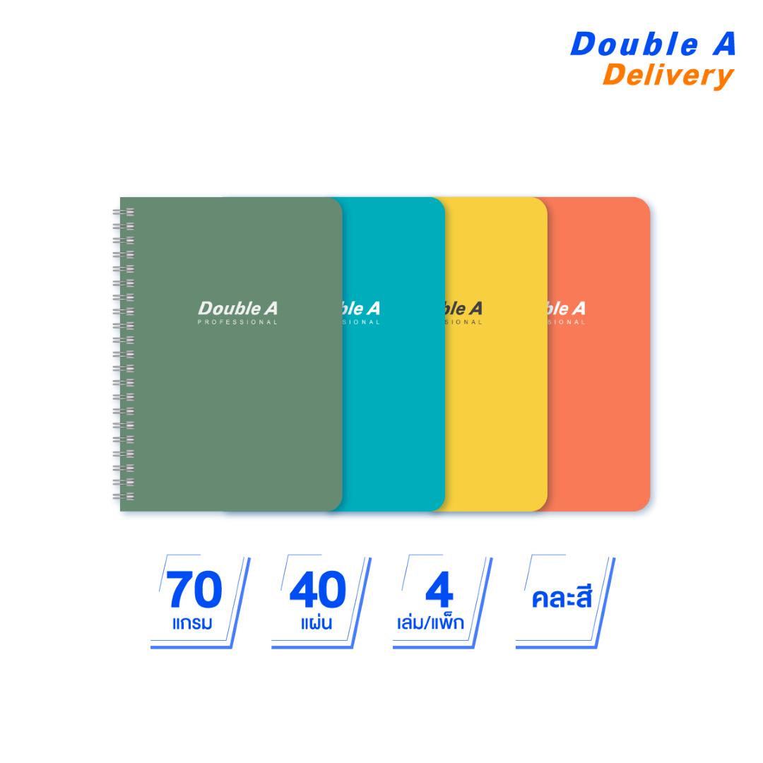 สมุดบันทึกเข้าเล่มแบบสันห่วง ขนาดA5 70 แกรม 40 แผ่น 4 เล่ม (คละสี)