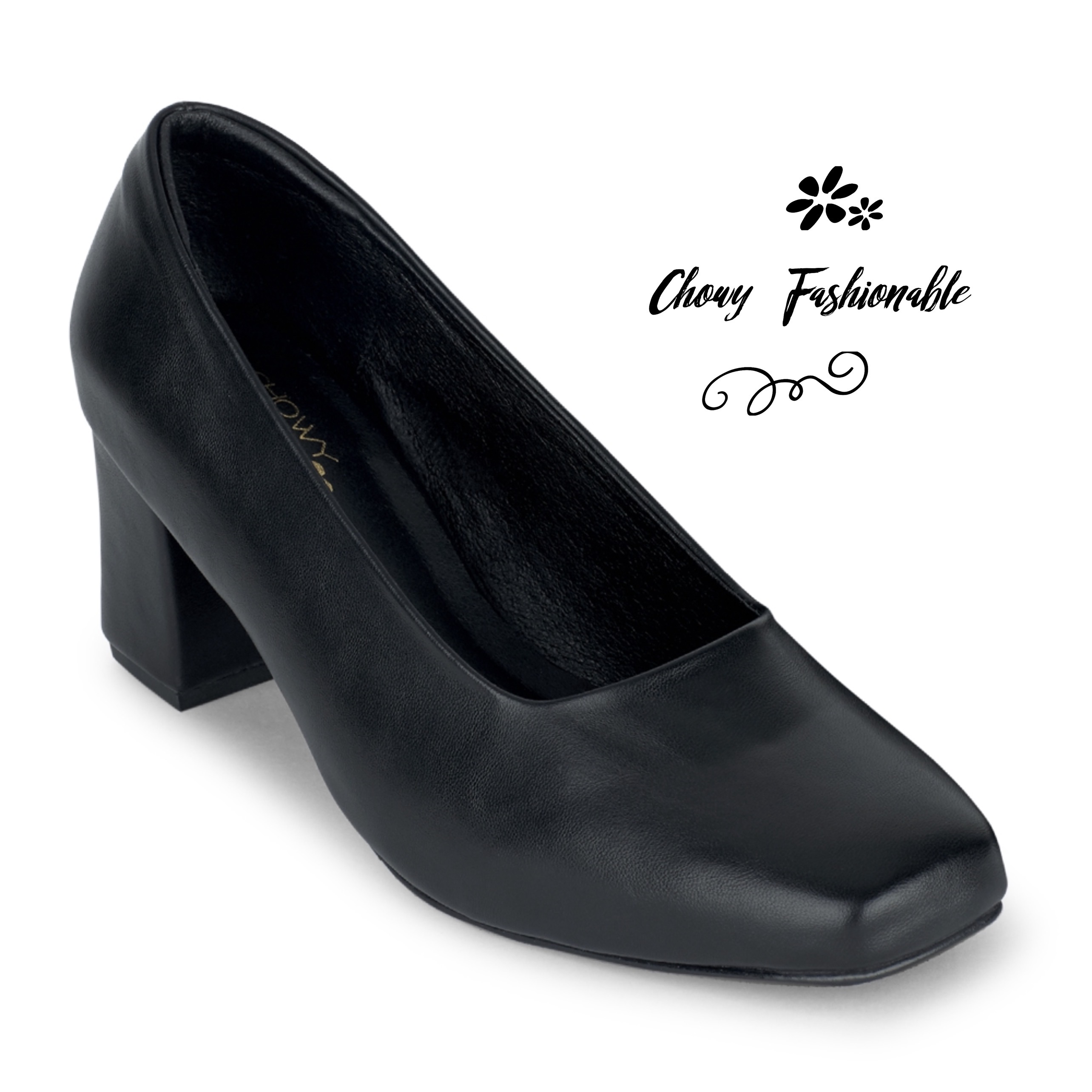 รองเท้าไซส์ใหญ่ 37-50 คัชชูส้นหนังแท้ คัชชูเตี้ยหัวตัด ใส่ออกงาน รับปริญญาไซส์ใหญ่ คัชชูสีดำทางการ รองเท้าสุภาพทางการ CH0157BL