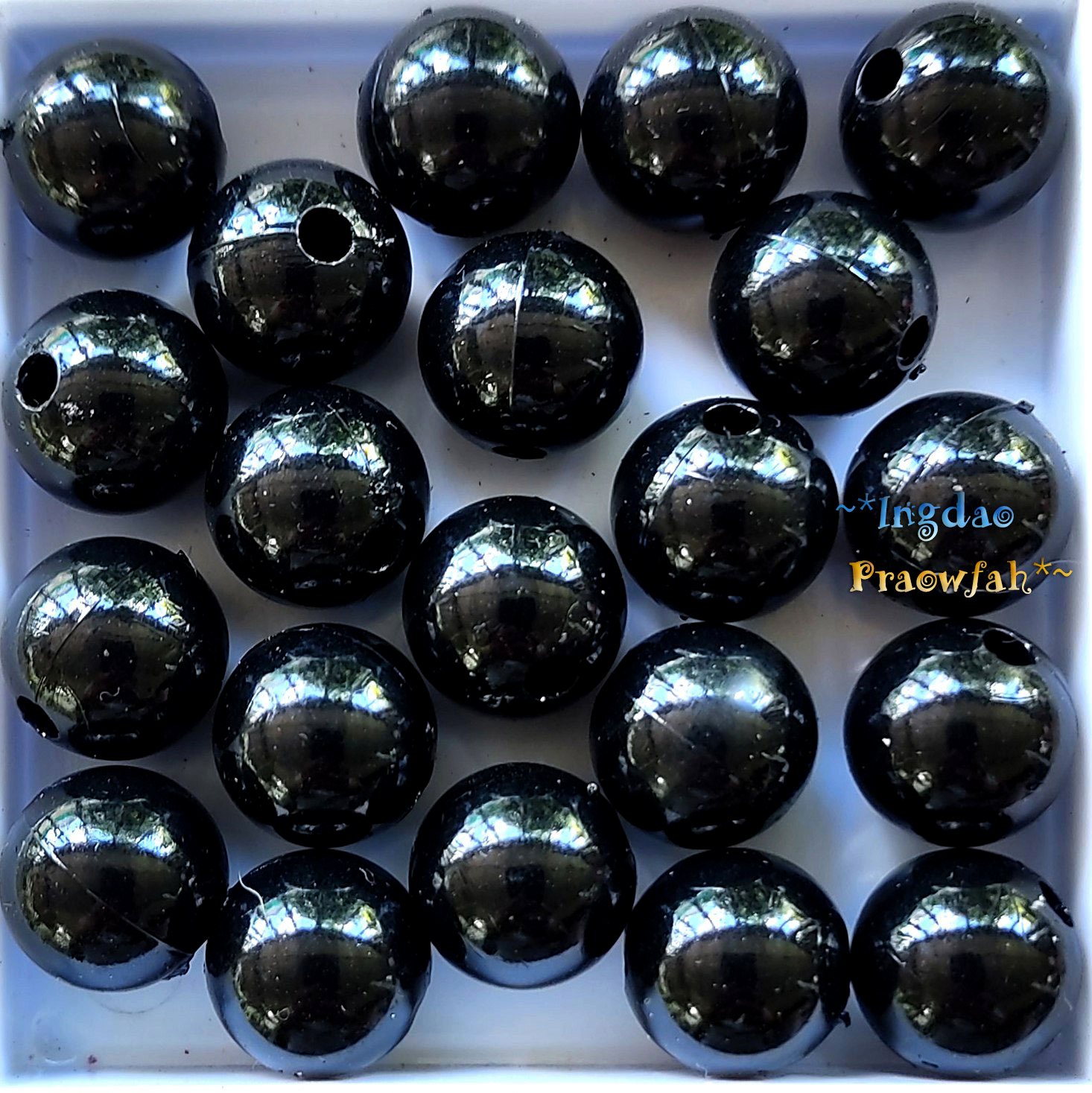 APEARL-12bk มุกอะคลีลิกทรงกลม ขนาด 12 มิล. สีดำมันเงา ไม่มีประกายมุก (12 ชิ้น)