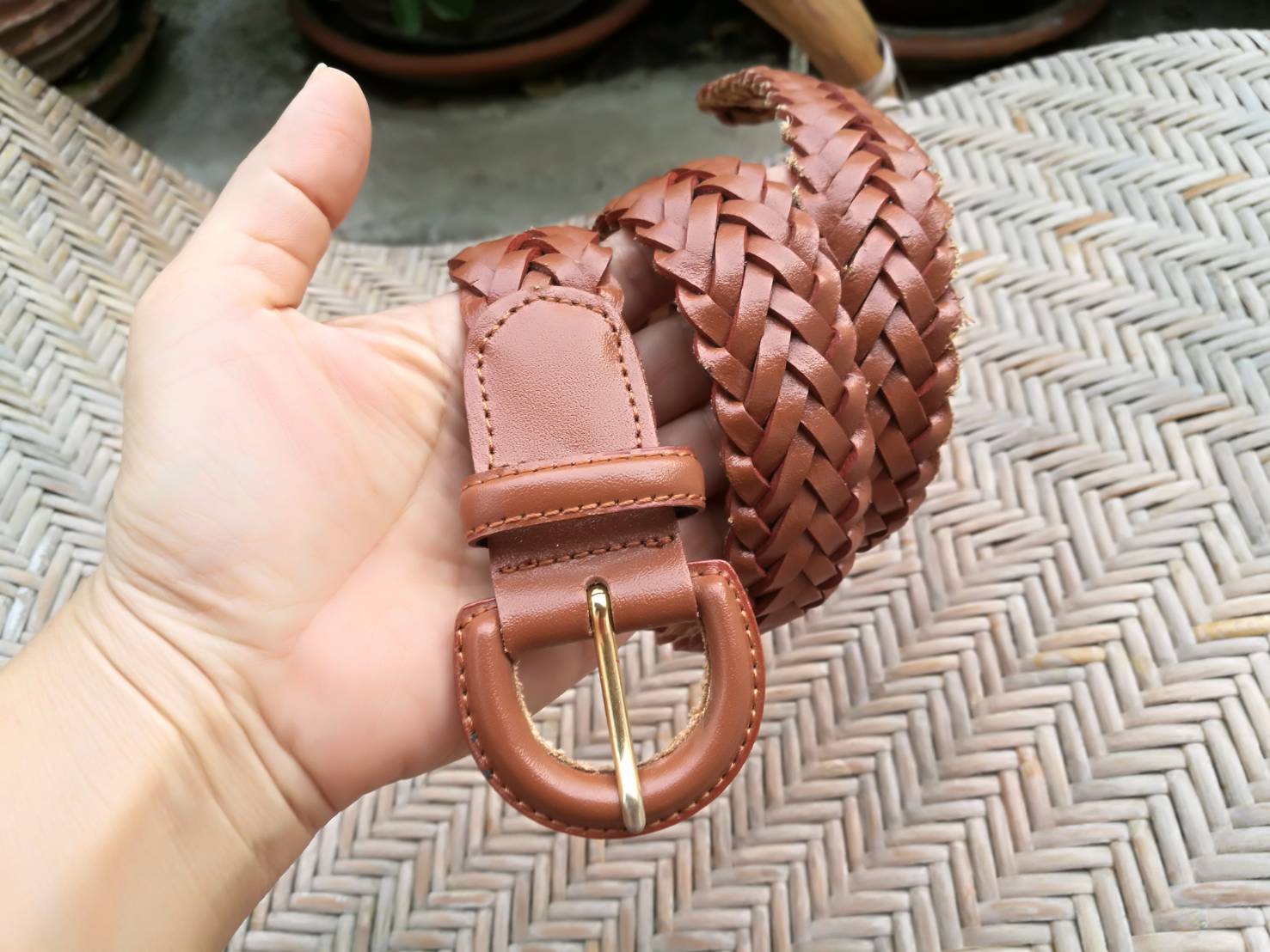 เข็มขัดหนังแท้สานขัด สำหรับคนเอวเล็ก (ของใหม่)