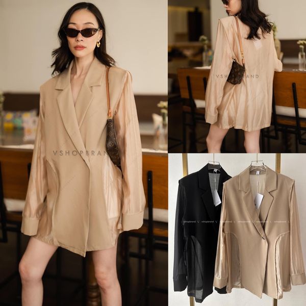 เสื้อสูทผ้าออแกนซ่า แต่งผ้าสูทหน้า : สินค้าคุณภาพ (พร้อมส่ง)