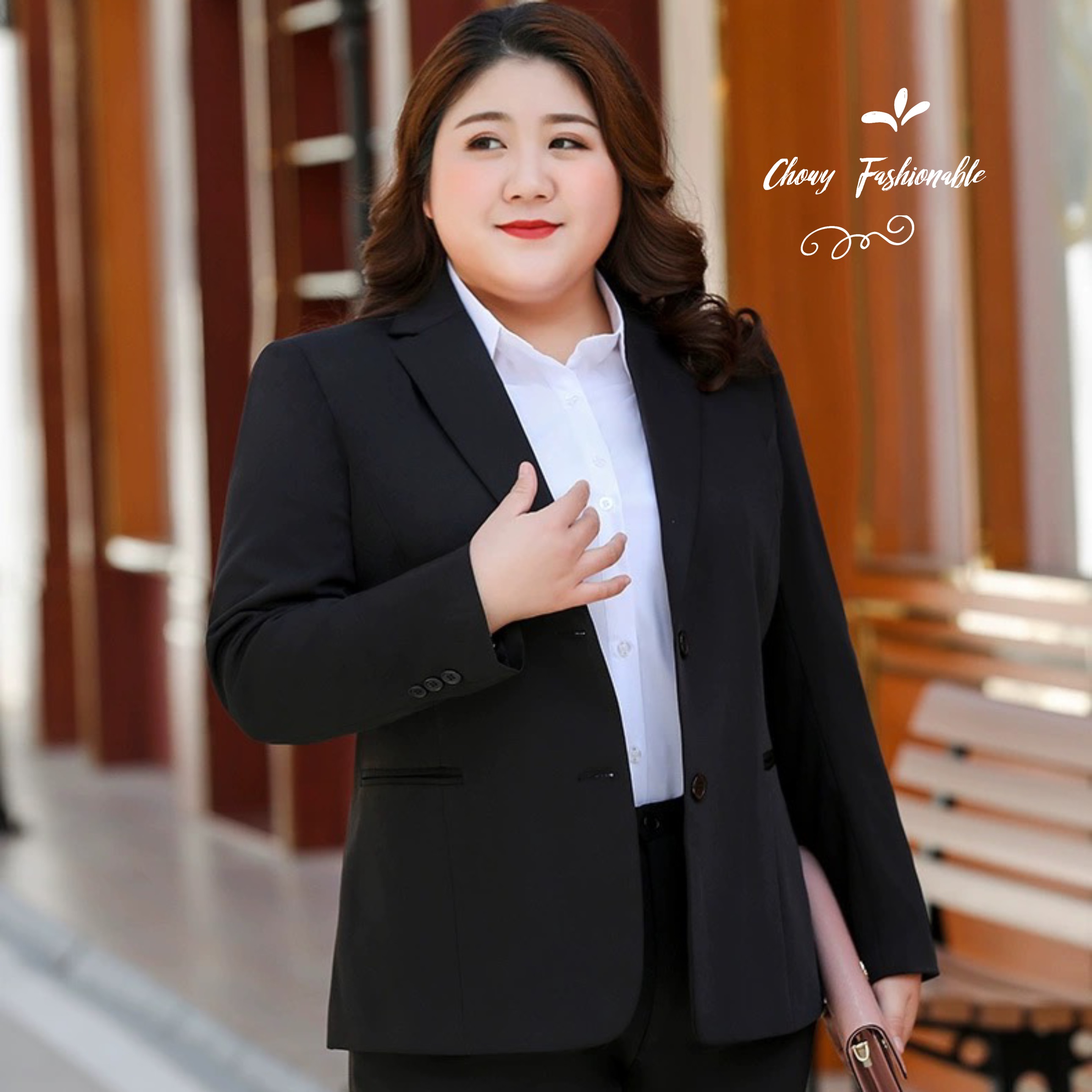 ชุดเสื้อสูทไซส์ใหญ่ 6XL-10XL รอบอก 42-50" เอว 36-42" เสื้อสูทผู้หญิงสาวอวบ สูทคนอ้วน กางเกงสูท กระโปรสูท ผู้หญิงไซส์ใหญ่ FF0342BL