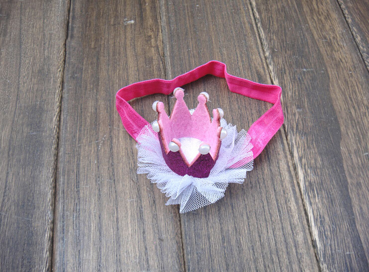 ที่คาดผมมงกุฎเด็กเล็ก ฐานจีบรูดระบายสีขาว สำหรับเด็กวัย 0-2 ปี