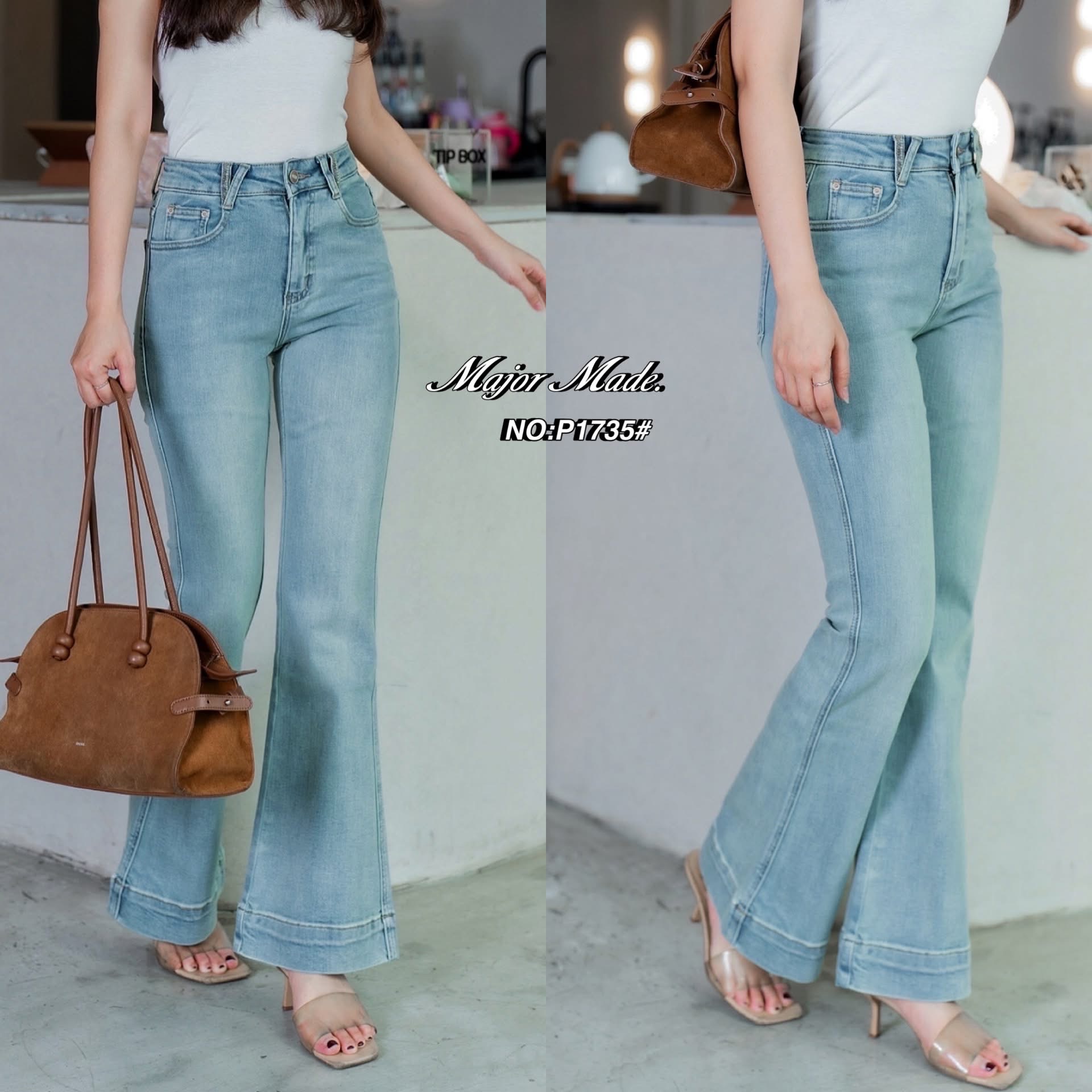 กางเกงยีนส์ขาม้า ทรงเอวสูงงงง รุ่นนี้ขอบอกเลยผ้านิ่มมากๆๆ ฟอดสีสวย เนื้อผ้านิ่มหนา ยืดหยุ่นได้เยอะ ใส่ทรงเป๊ะเข้ารูป ใส่สบาย : สินค้าคุณภาพ (พร้อมส่ง)