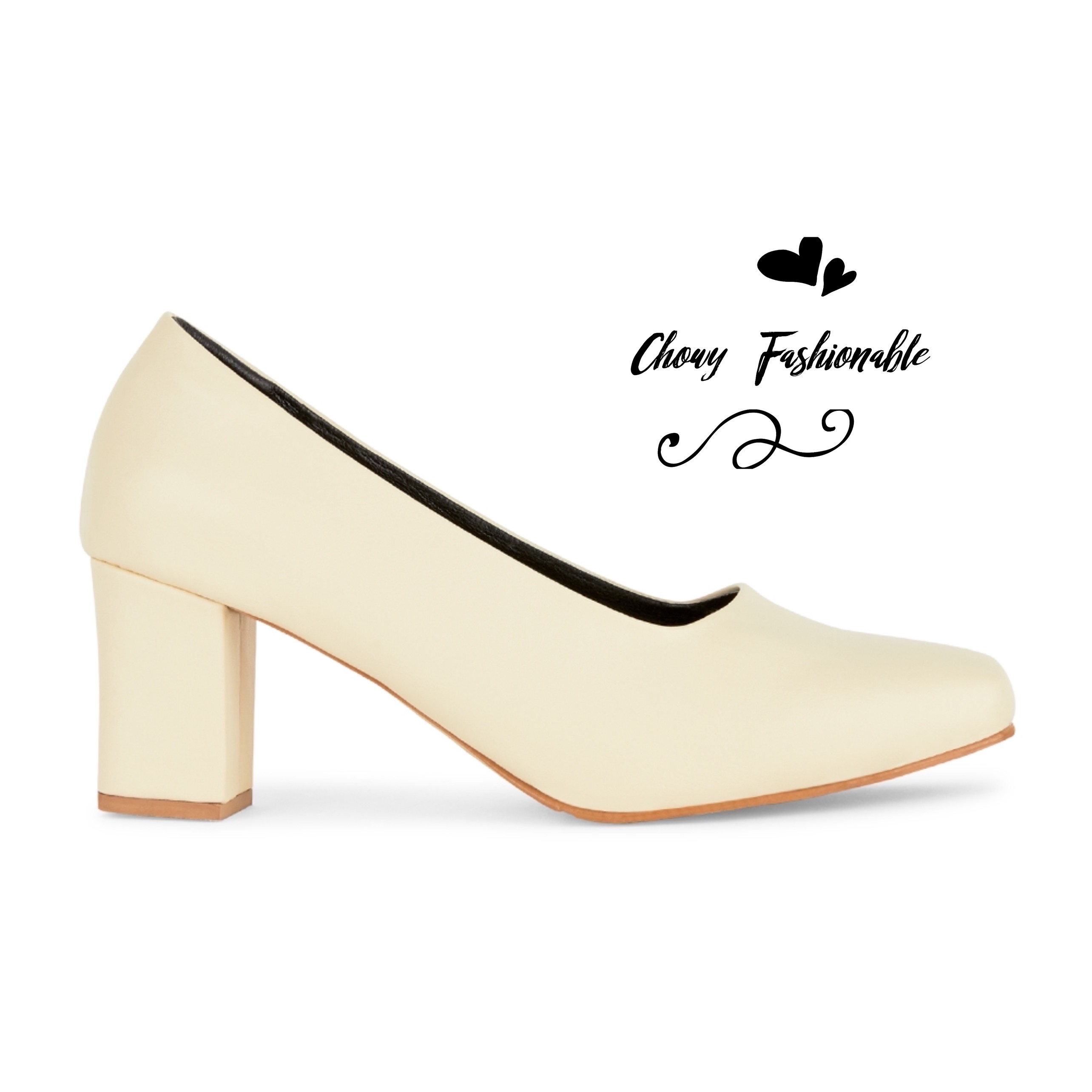 รองเท้าไซส์ใหญ่ 37-50 คัชชูหนังแท้ ส้นเตี้ยหัวตัด สีครีม ใส่ไปงานแต่ง เจ้าสาว ออกงาน CH0157CR