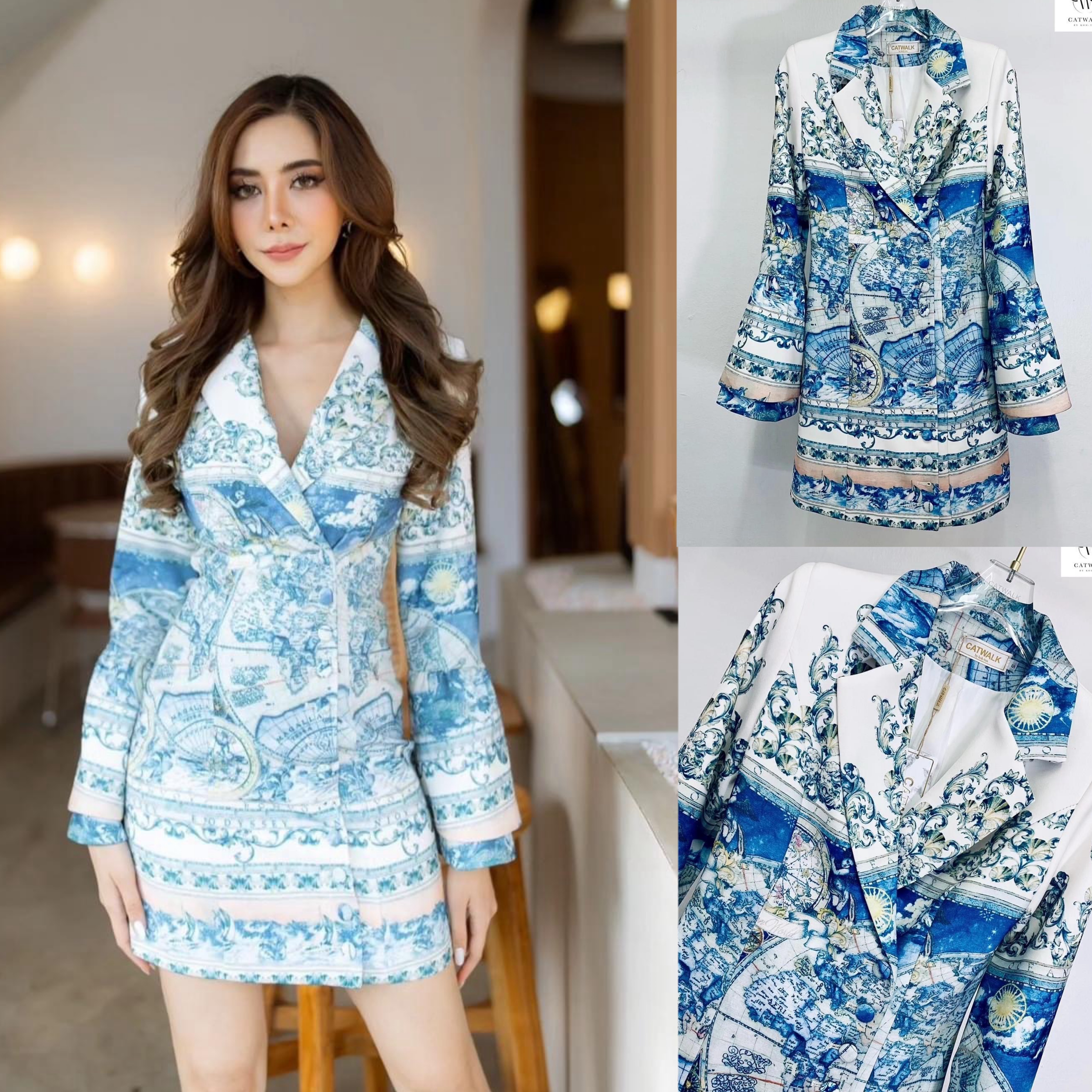 มินิเดรสปริ้นส์ลายกราฟฟิกเล่นโทนสีได้อย่างลงตัว ตัวชุดเป็นทรงเข้ารูป .ใส่สบาย สินค้าคุณภาพ (พร้อมส่ง)